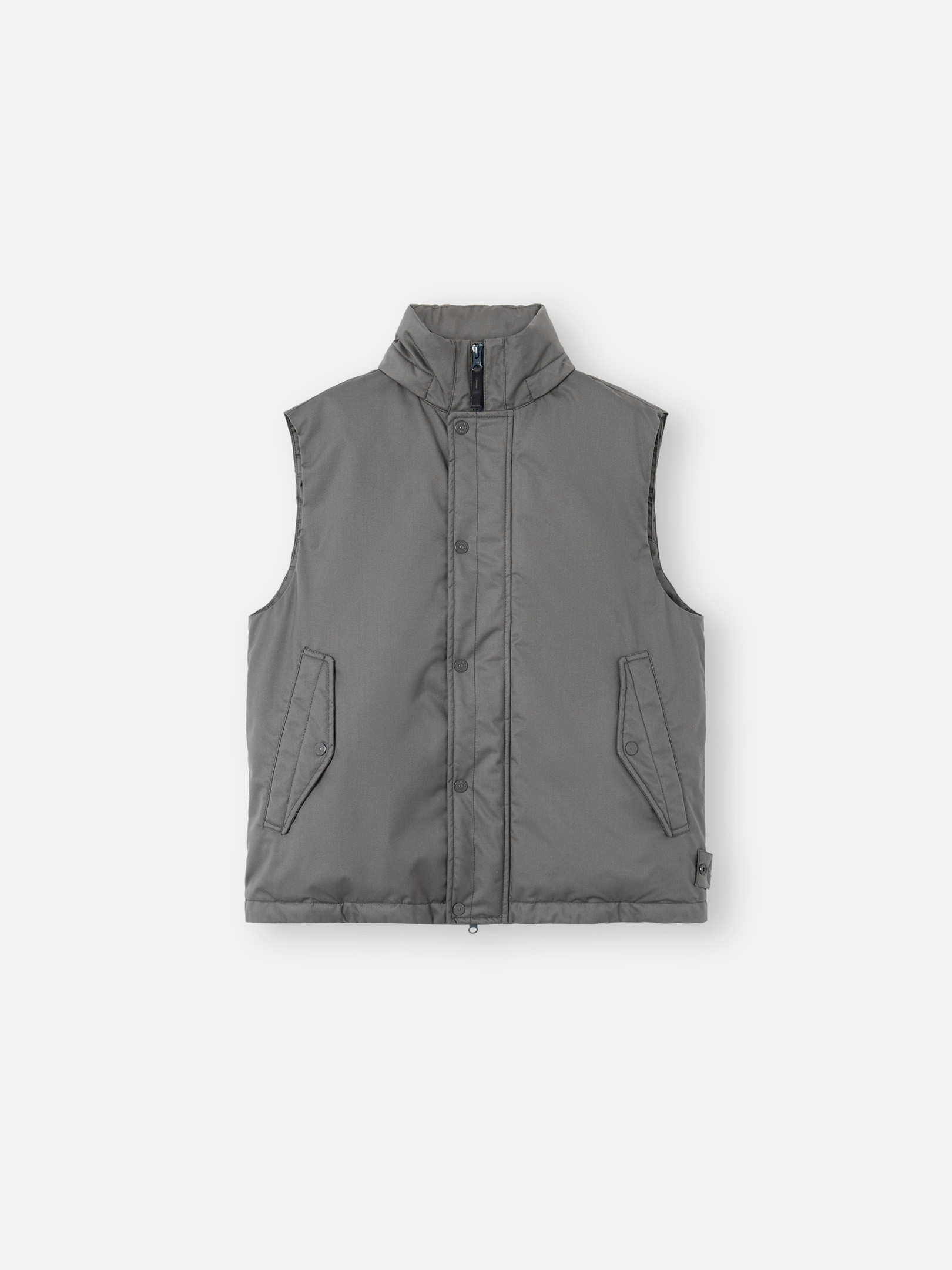 Dark Grey Vest with wind-resistant coating and concealed hood