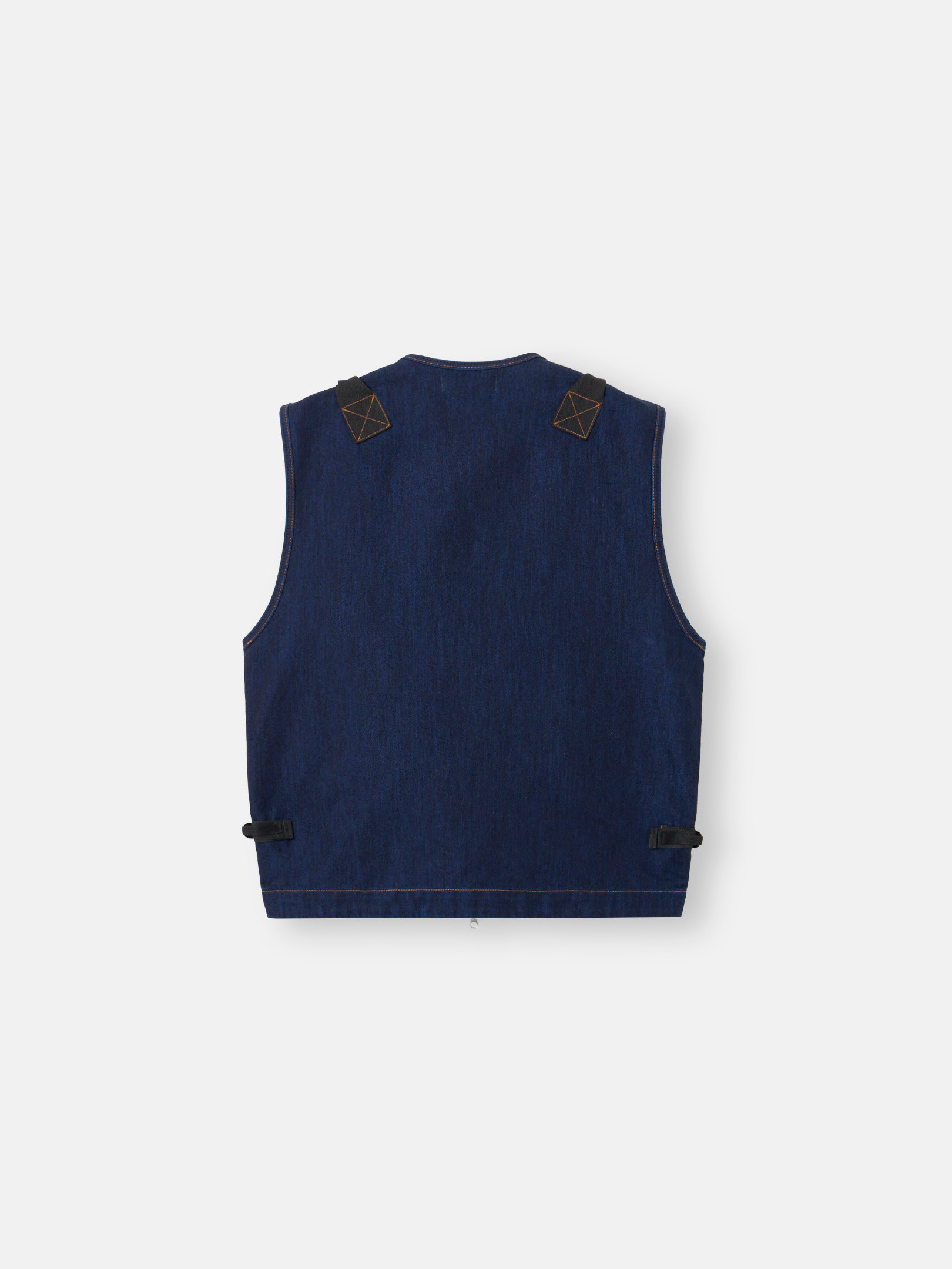 Blue Rinse Utility vest with multiple pockets and tape details
