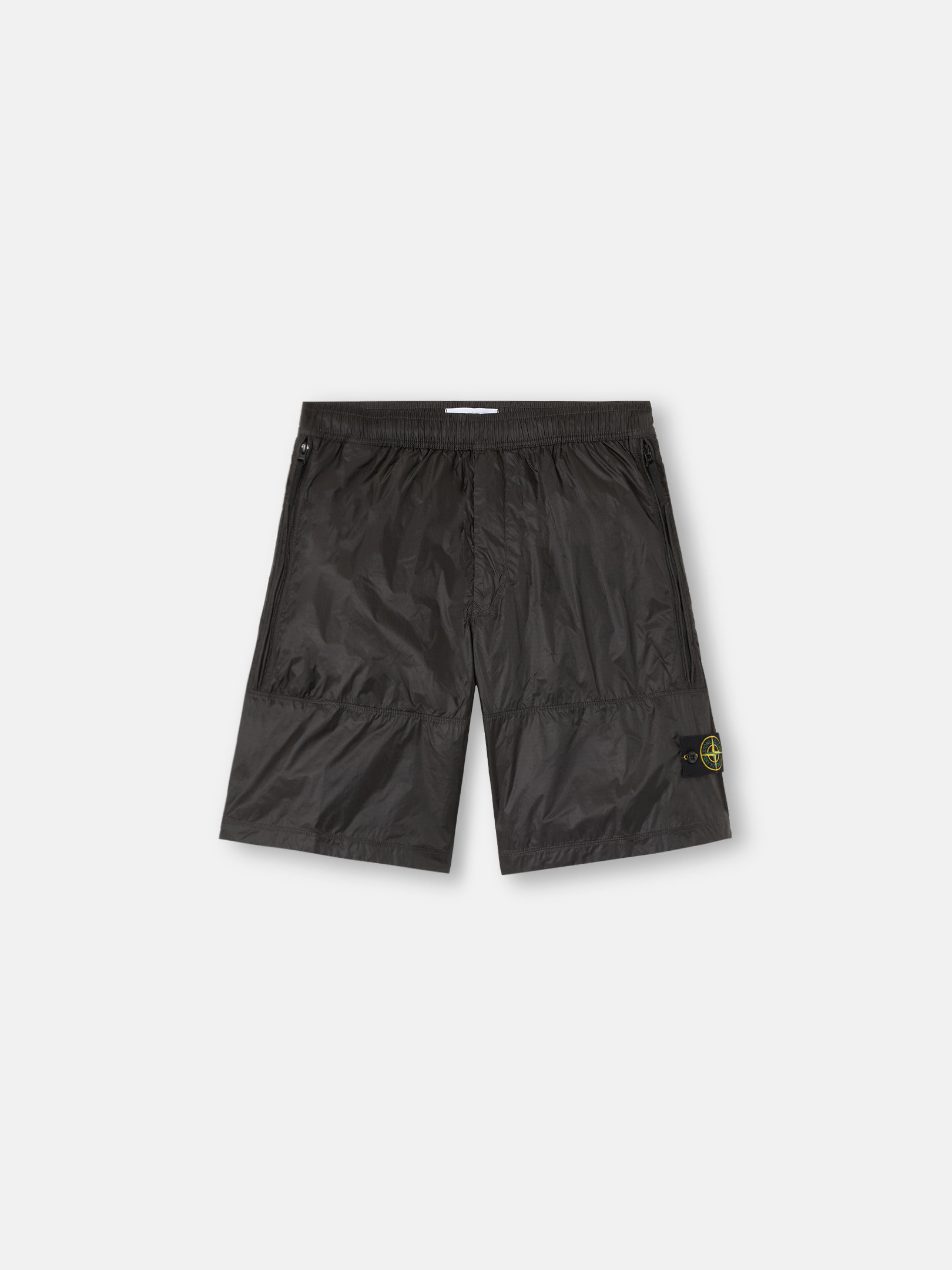Lead Grey Loose-wide-leg Bermuda shorts with elasticated