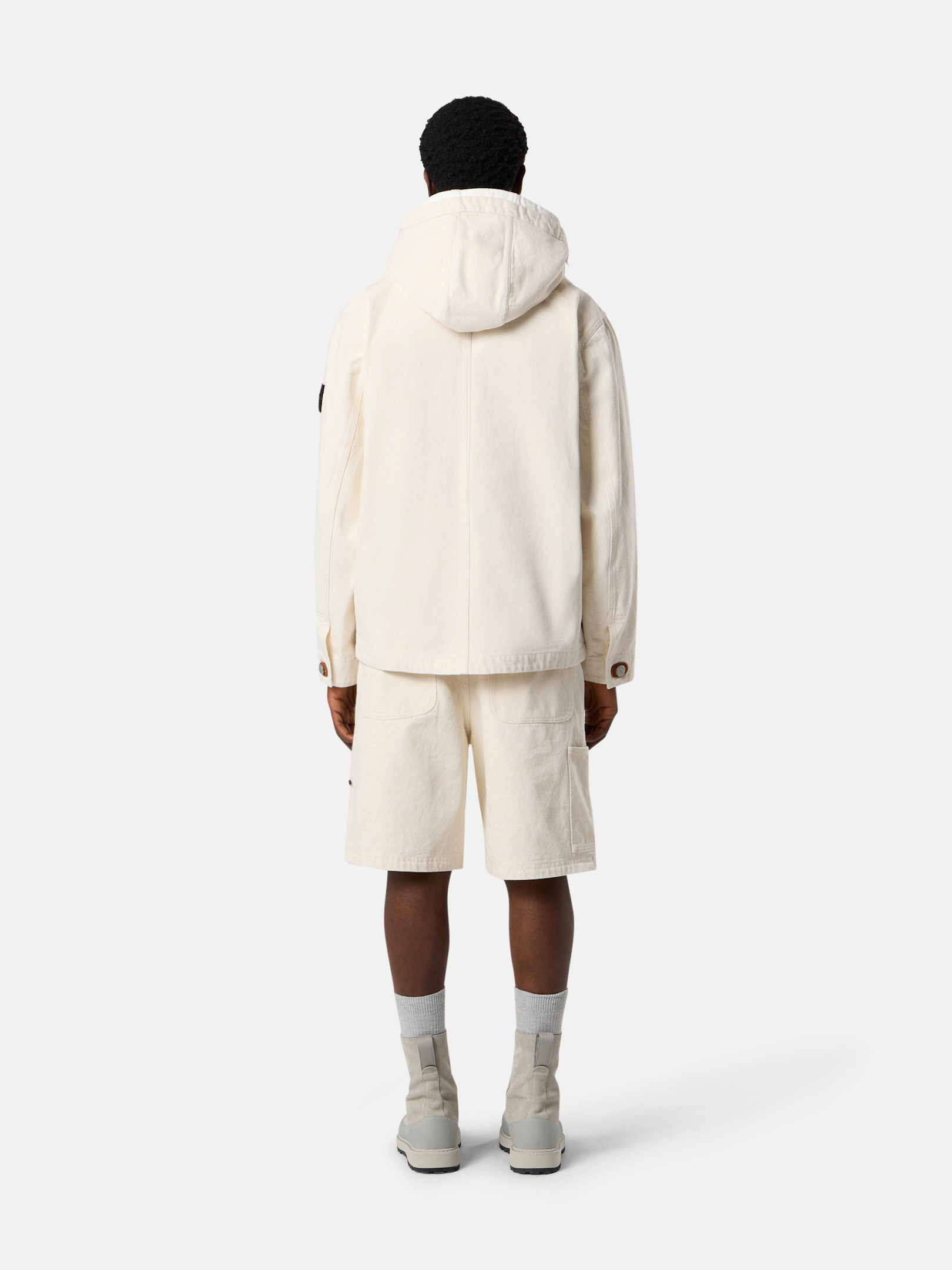 STONE Q100001 コットン アノラック ウォッシュ加工 アイボリー Q100001 NATURAL COTTON GABARDINE_STONE ISLAND RAW
