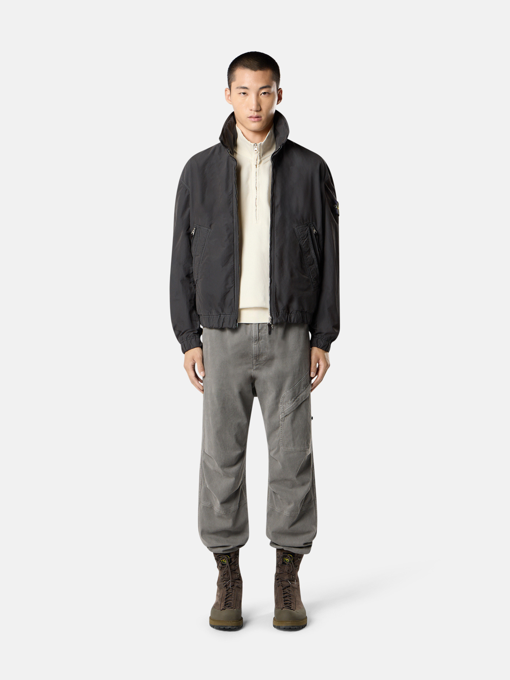 リードグレー シャツジャケット 撥水加工＆折りたたみフード Q100002