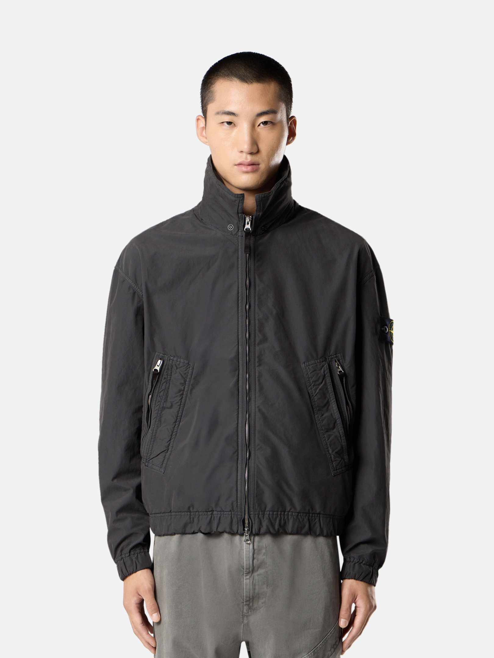 Lead Grey Shirt jacket with anti-drop and concealed hood Q100002