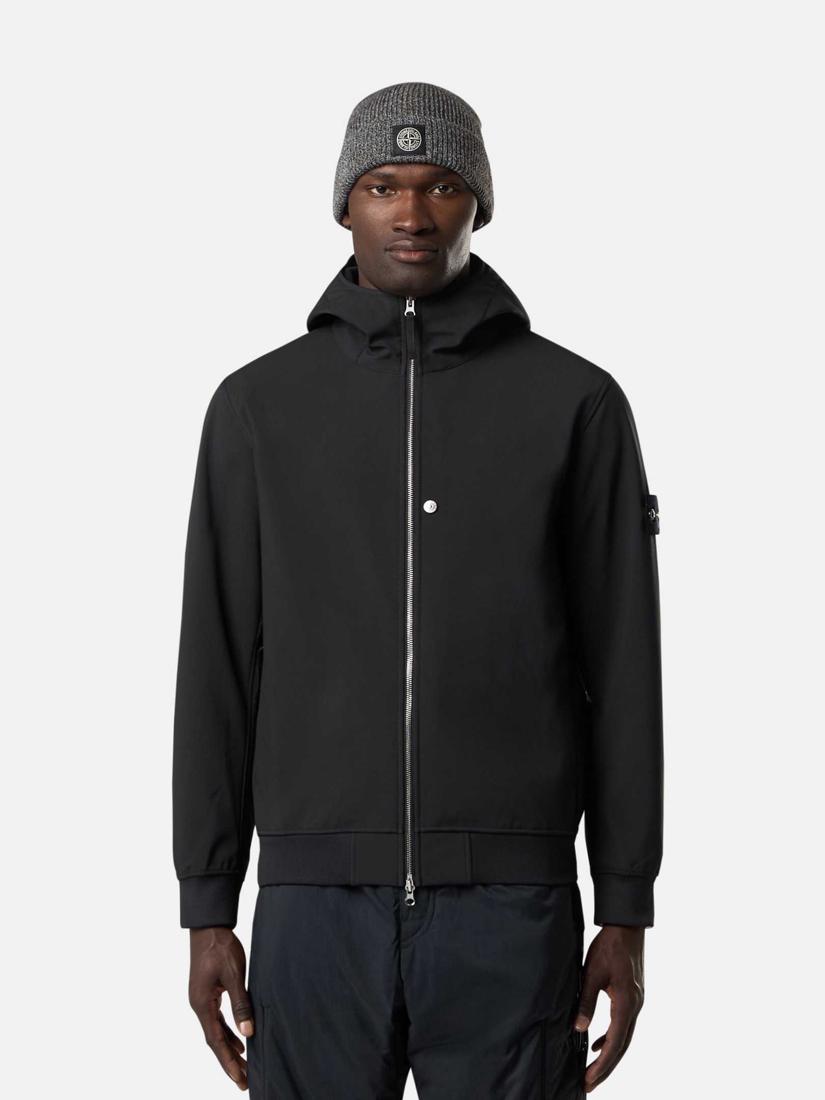 ジャケットその他 Stone  Q0322 Soft Shell-R Hooded Zip-Up Jacket Black org.jpg
