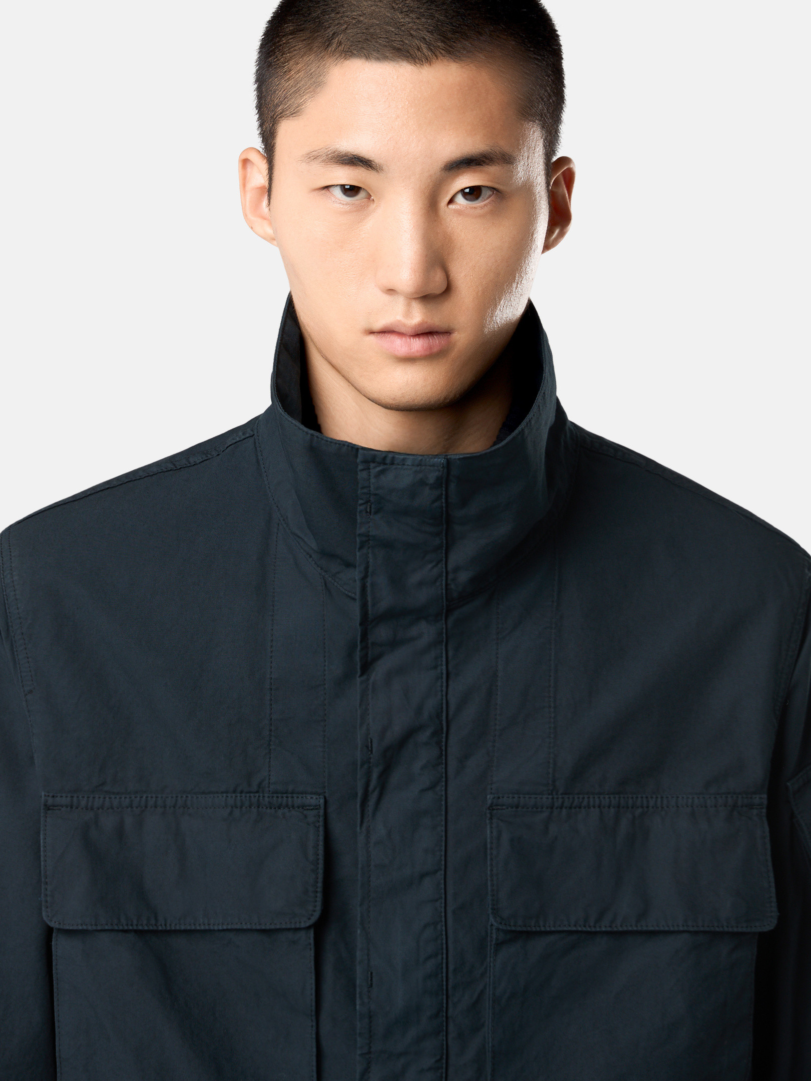 Navy Blue Field jacket with anti-drop and sleeve pocket Q100011