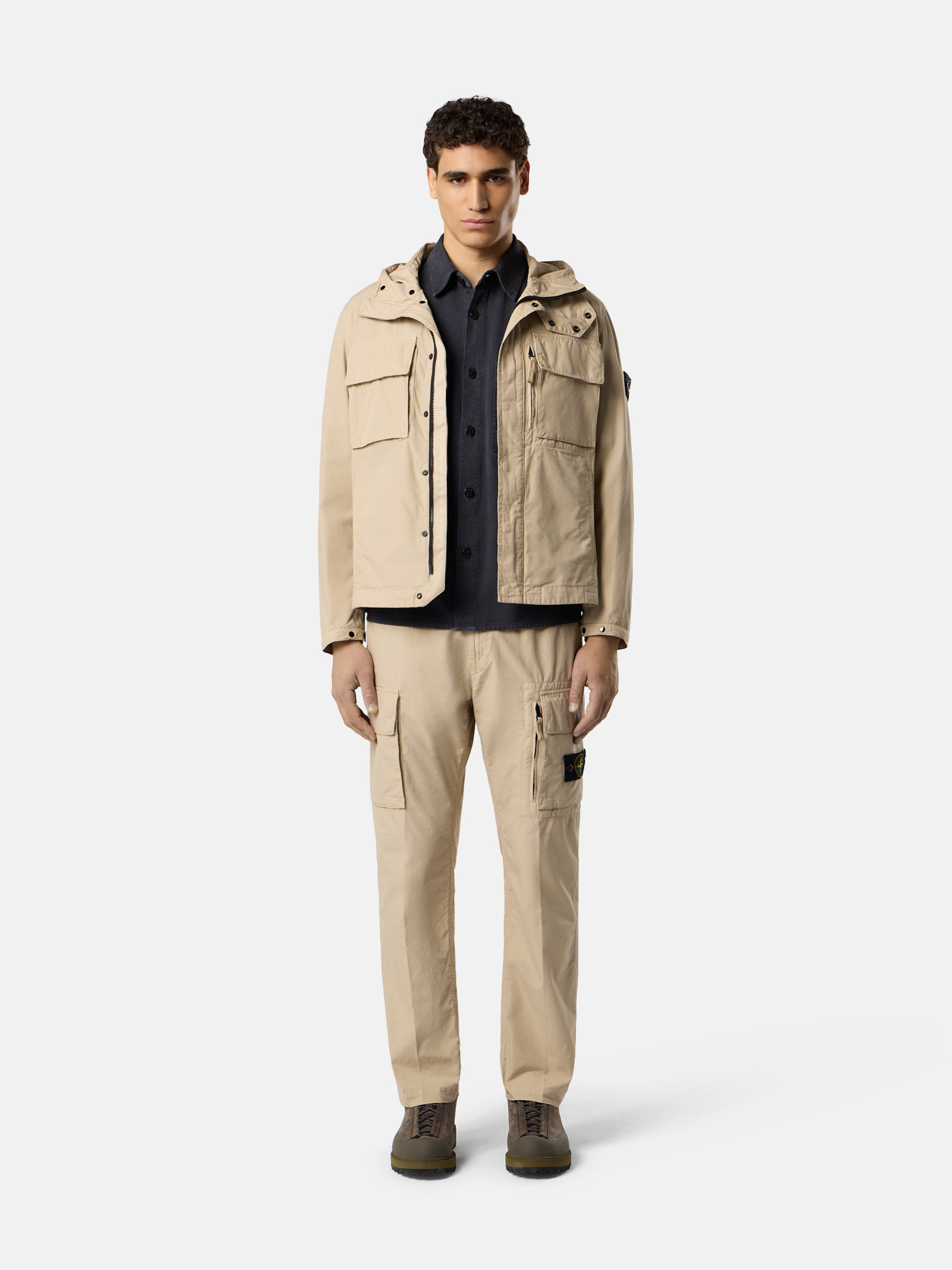 Desert Hooded field jacket with anti-drop and chest pockets