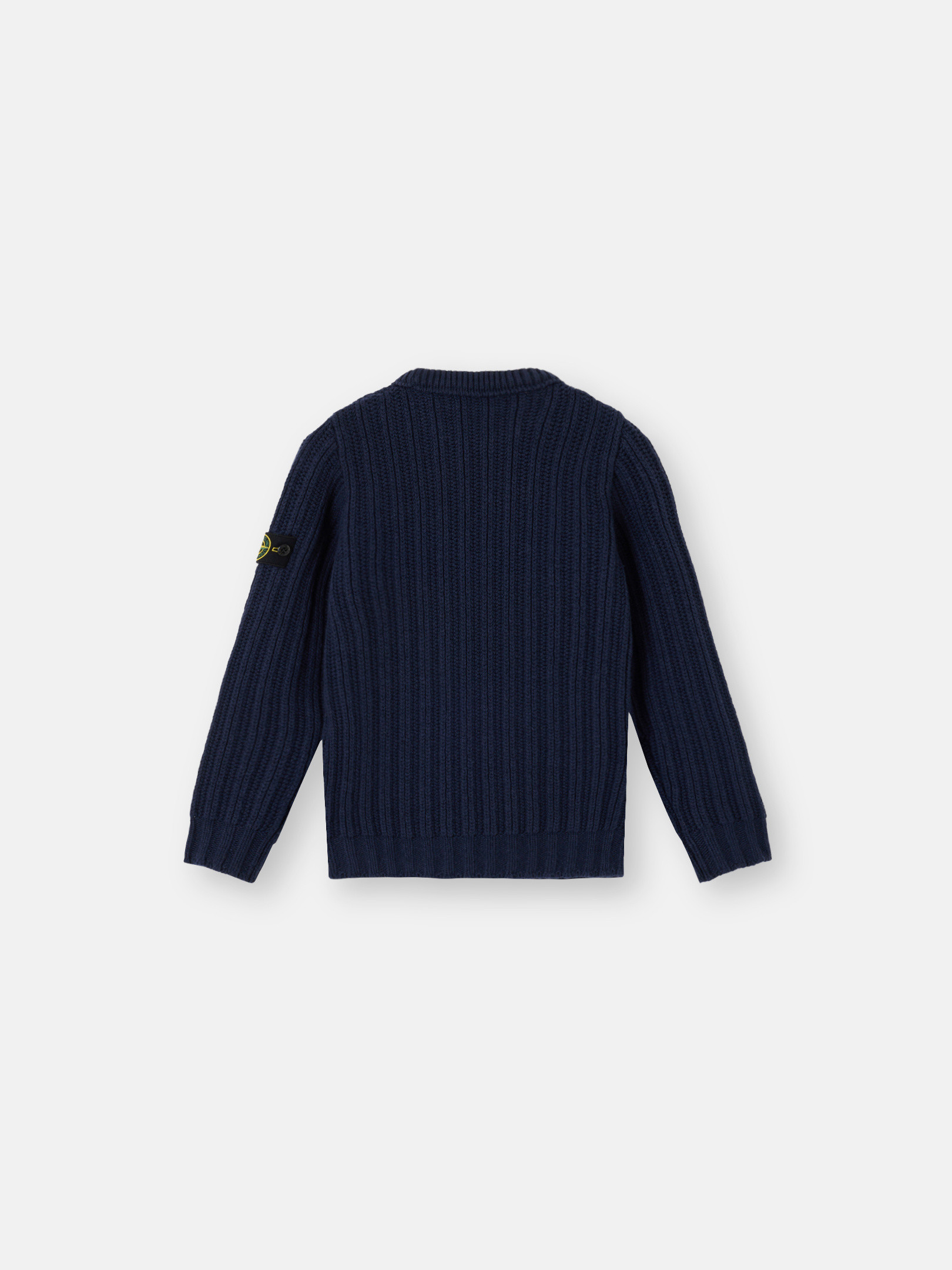 Navy Blue Crewneck jumper with ribbed details 5100008 WOOL