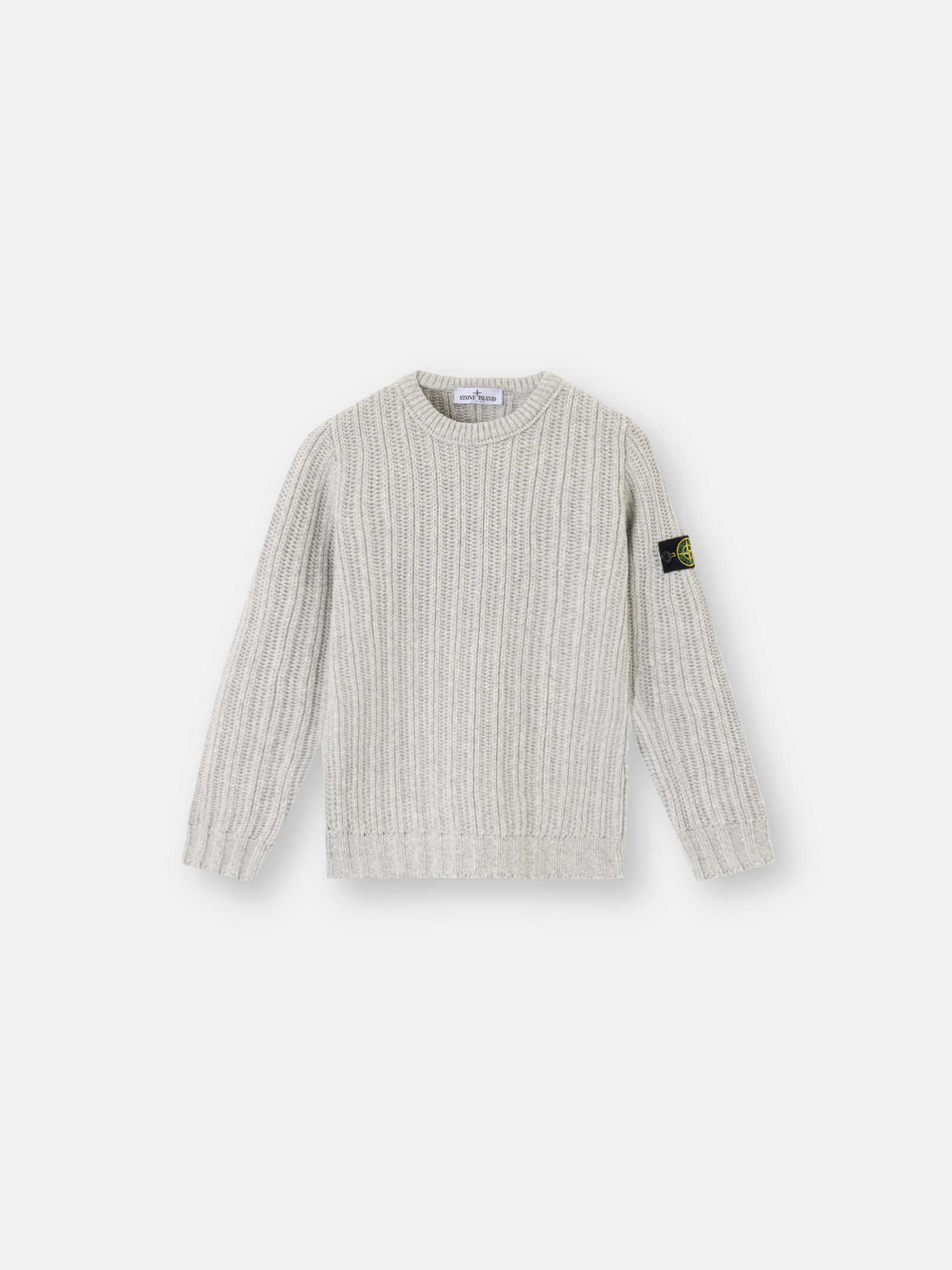 Dust Grey Melange Crewneck jumper with ribbed details 5100008 WOOL