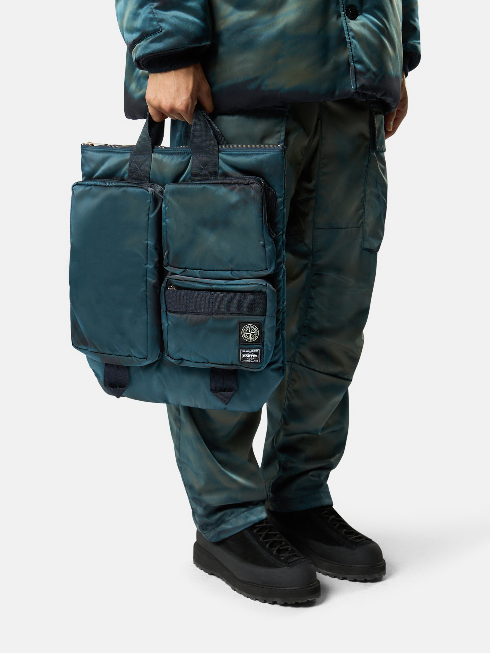 ネイビーブルー Stone Island x PORTER ヘルメットバッグ 9200003 HAND