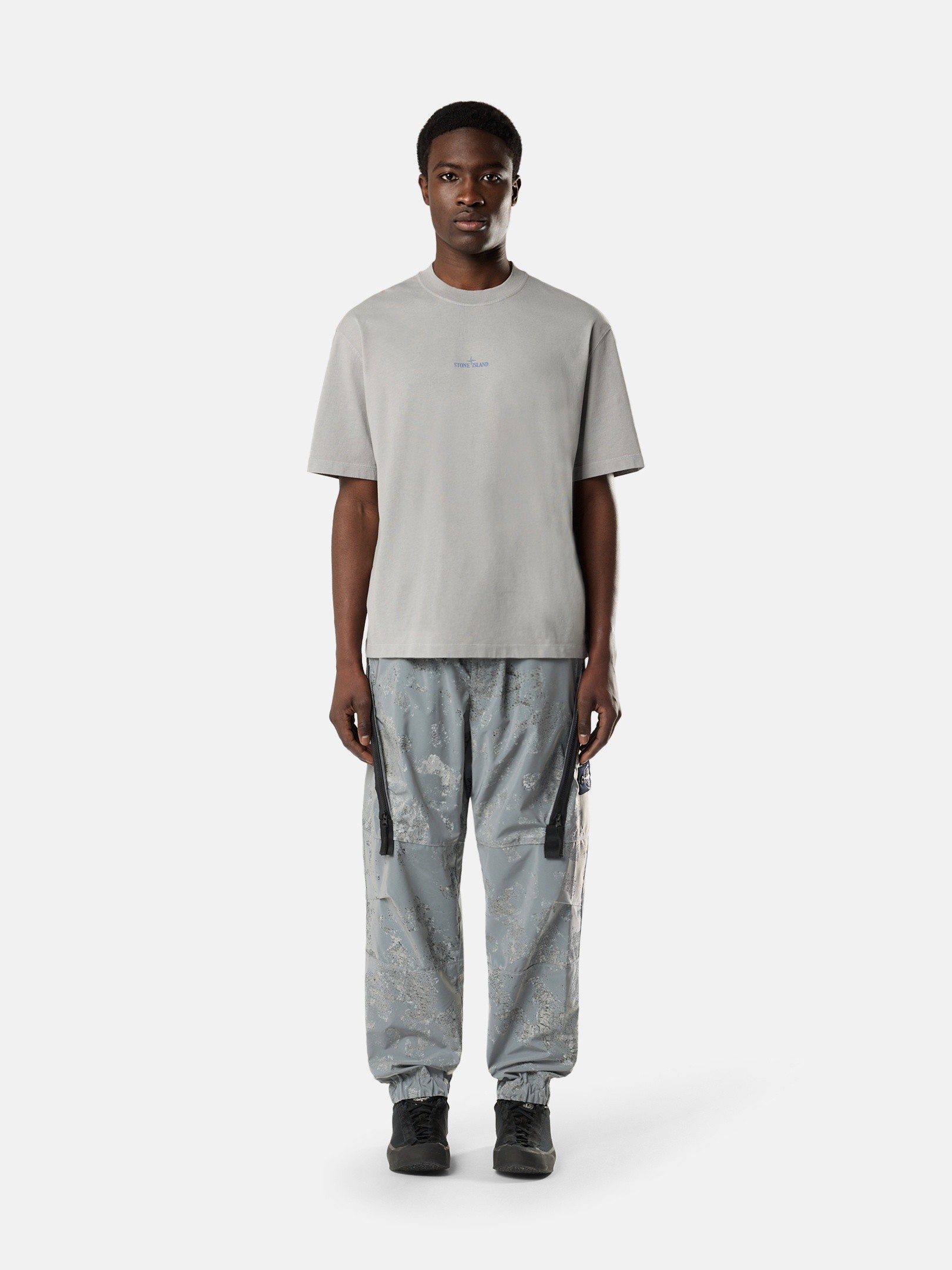 Grey Regular-fit T-shirt with “Reflective Camouflage” print