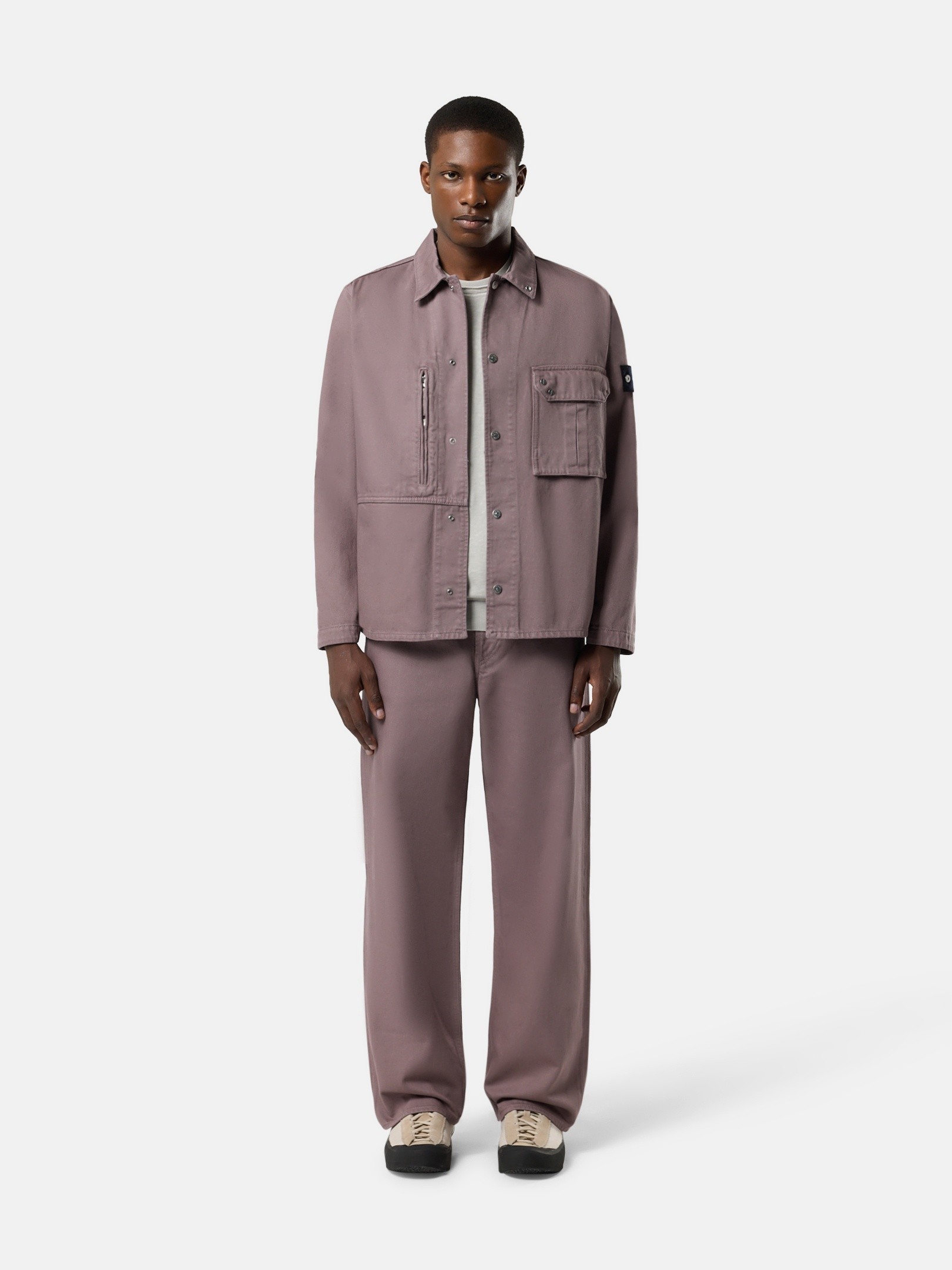 Purple Grey Comfort-fit overshirt with snap fastening 1200001