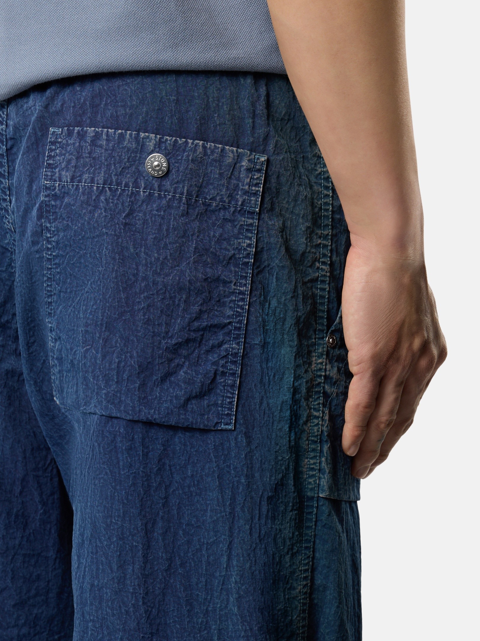 Indigo Loose-fit fatigue pants with pockets 3100001 HOLLOW FIBRE
