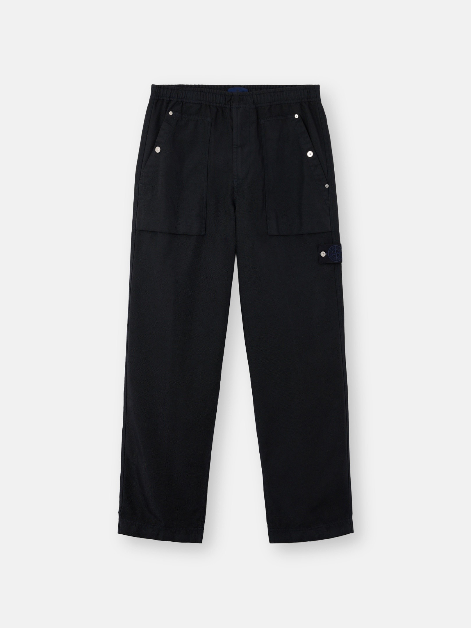 Navy Blue Loose-fit fatigue pants with archive-inspired patch
