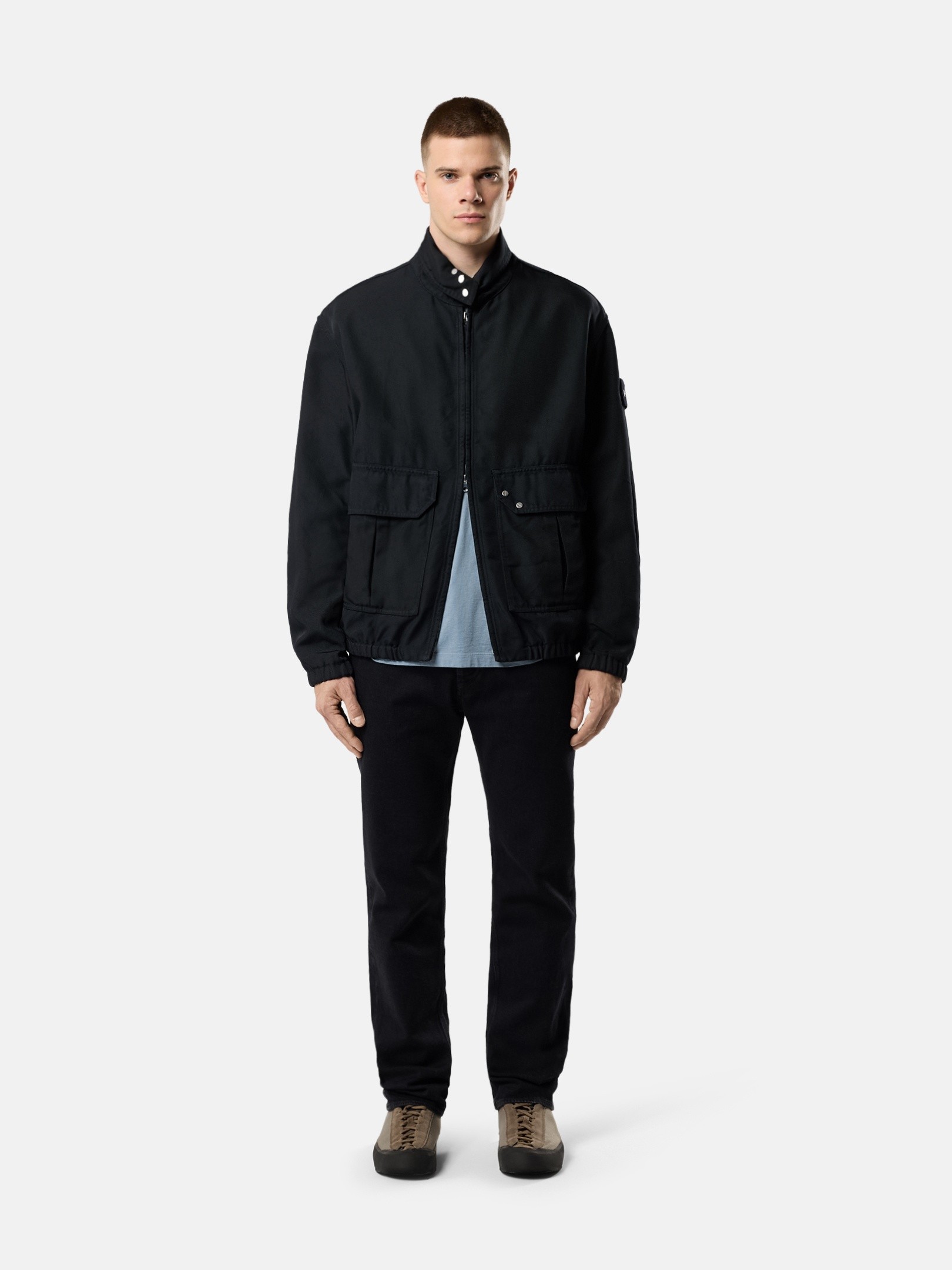 Navy Blue Coach jacket with anti-drop 4100002 DENSE OXFORD NYLON