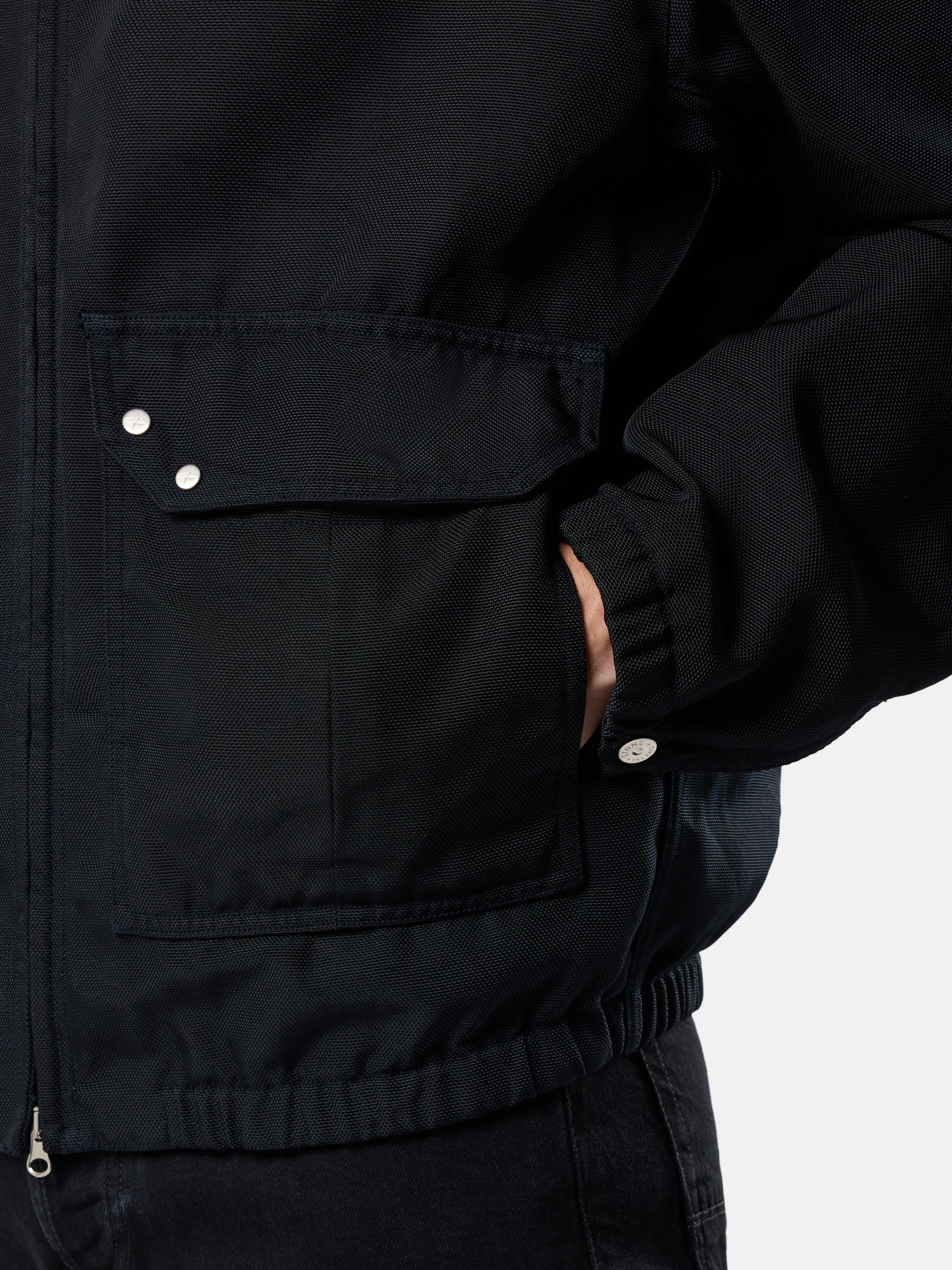 Navy Blue Coach jacket with anti-drop 4100002 DENSE OXFORD NYLON 