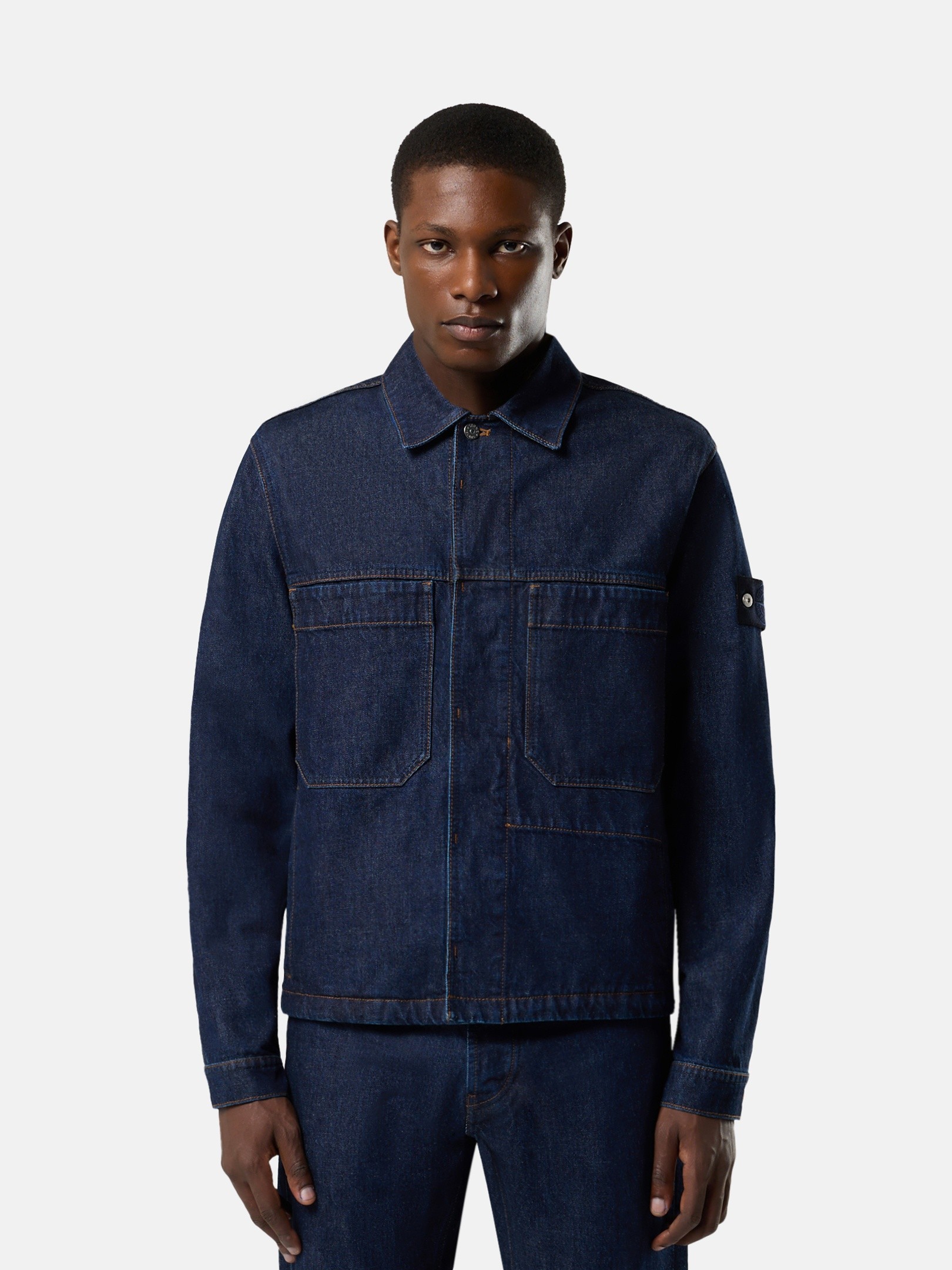 Blue Rinse Coach jacket with button fastening 4100006 INDIGO DENIM