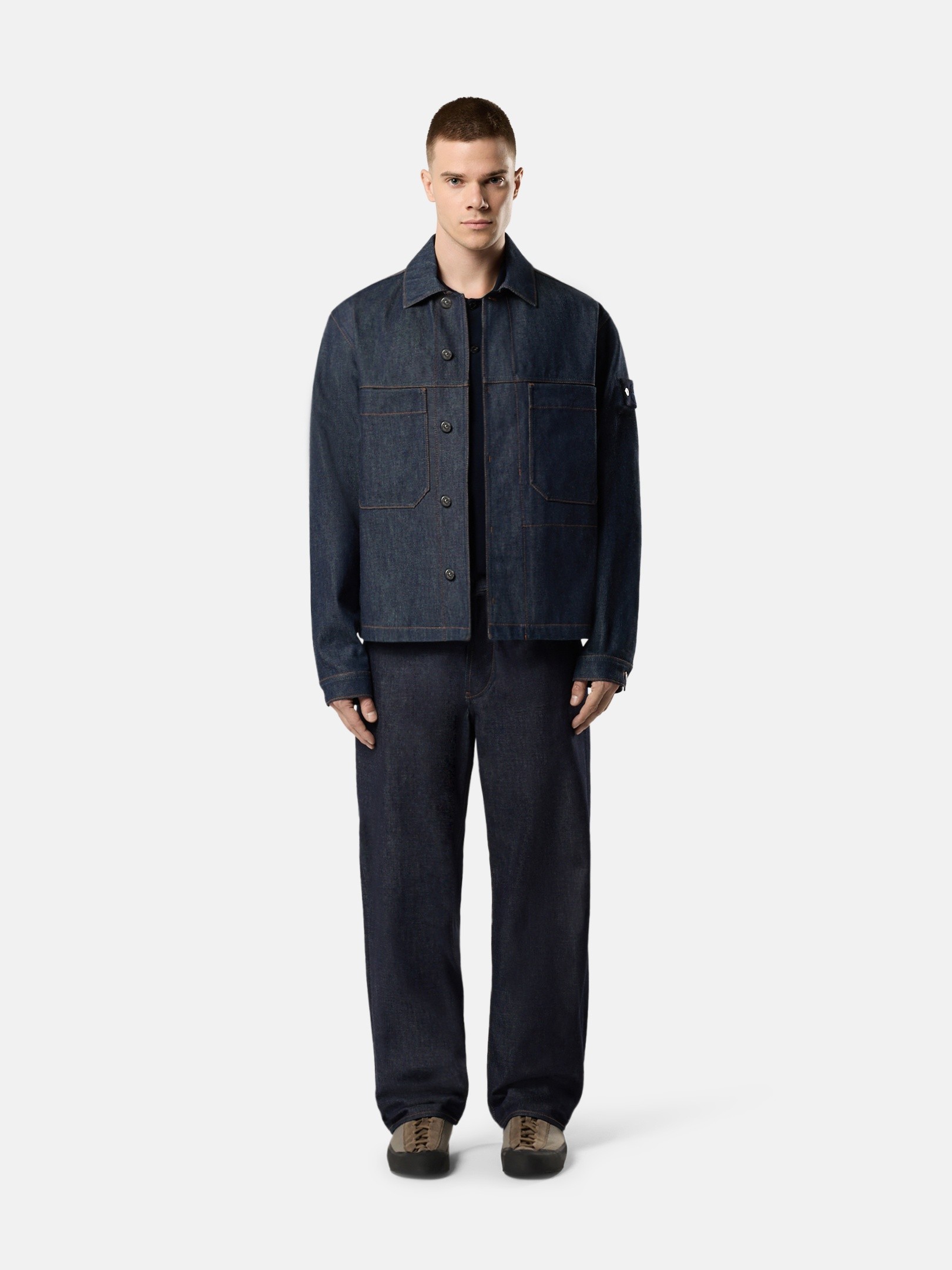 Blue Raw Coach jacket with pockets 4100006 INDIGO DENIM-RAW