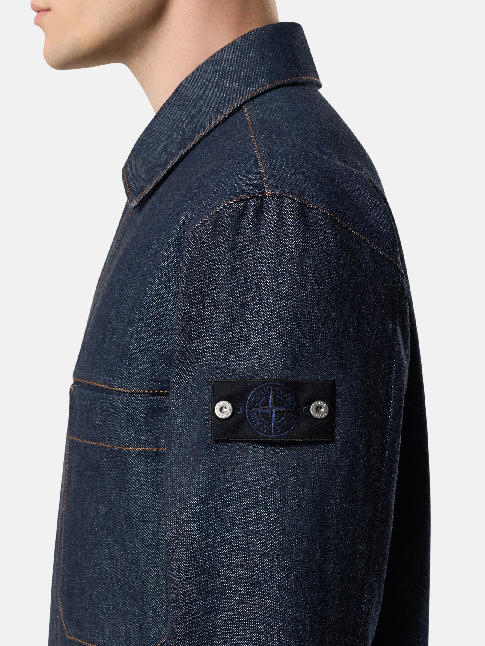 Blue Raw Coach jacket with pockets 4100006 INDIGO DENIM-RAW