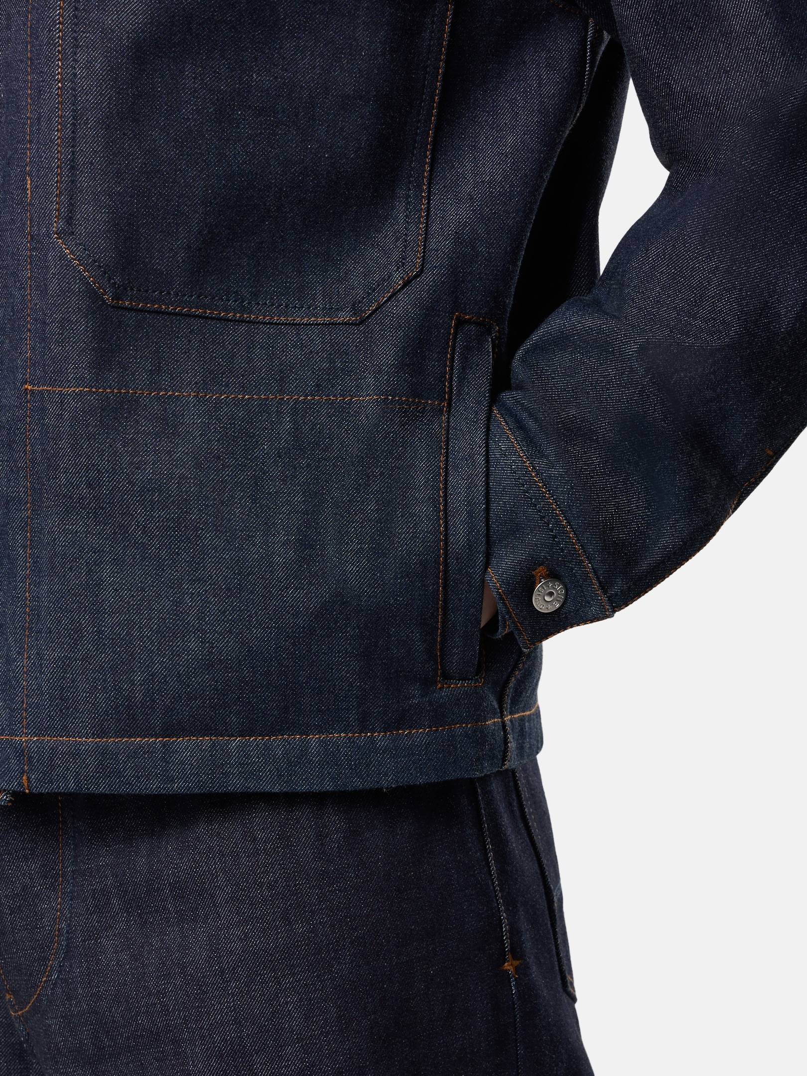 Blue Raw Coach jacket with pockets 4100006 INDIGO DENIM-RAW