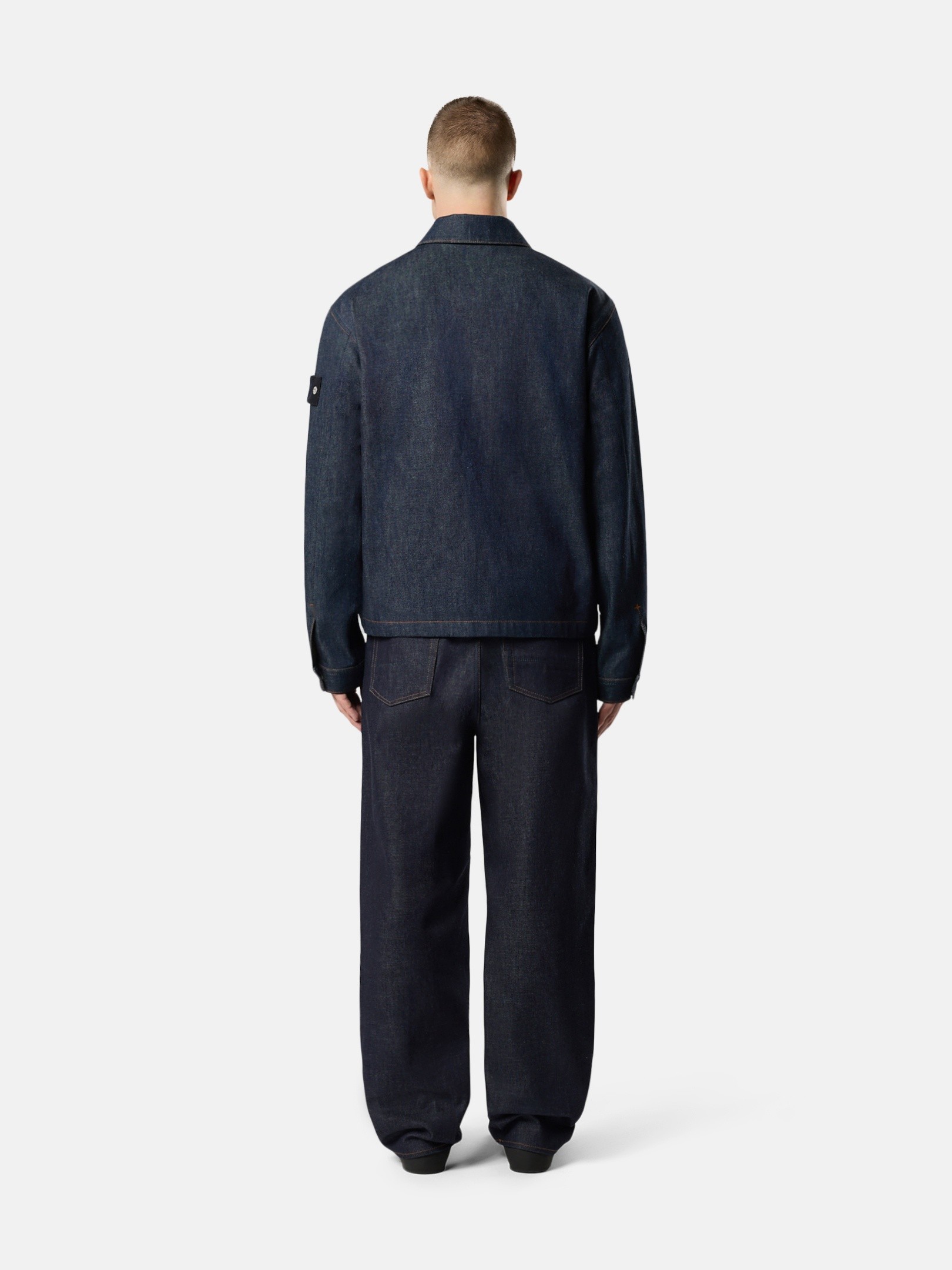 Blue Raw Coach jacket with pockets 4100006 INDIGO DENIM-RAW