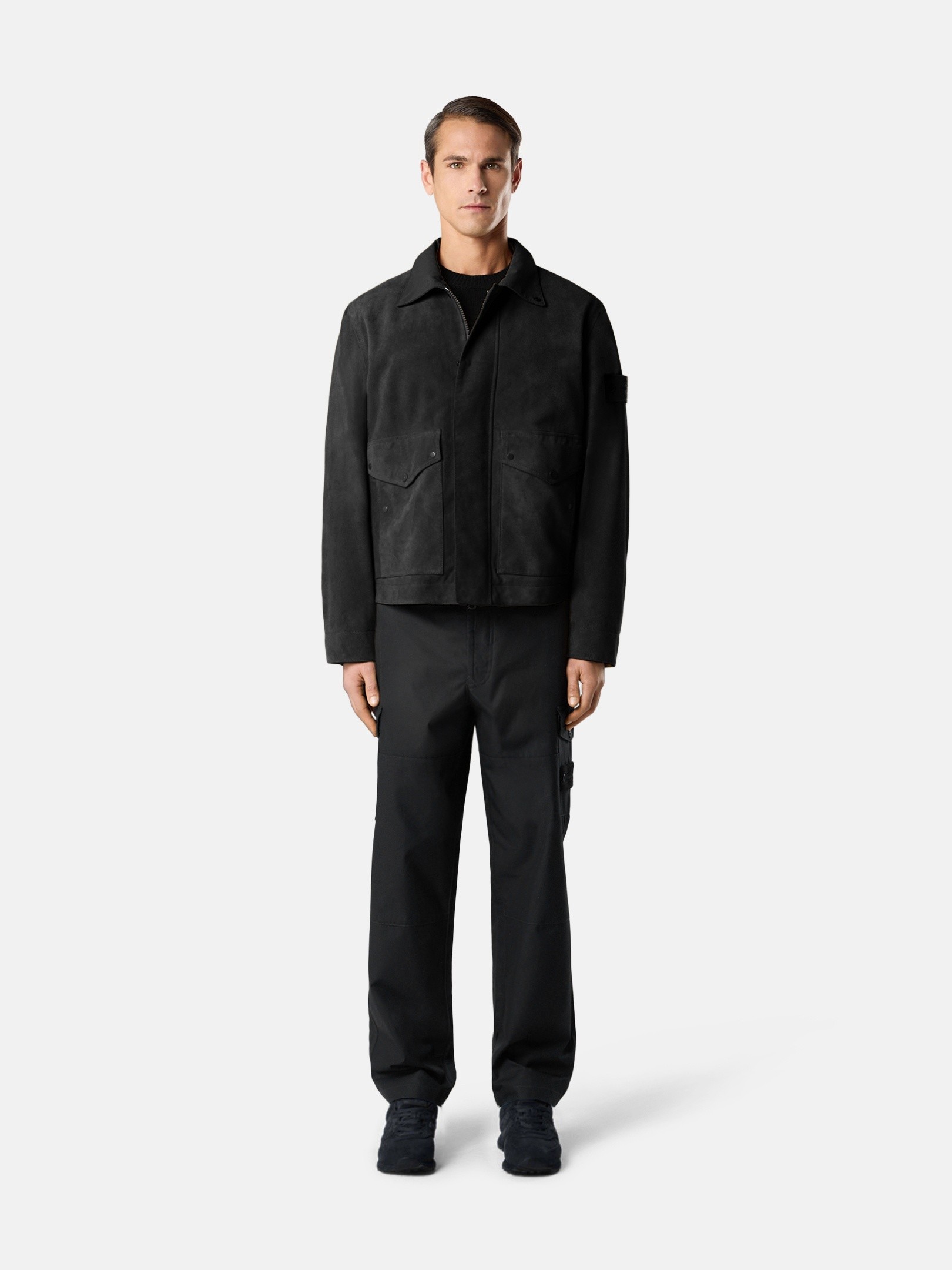 Black Stand collar jacket with durable surface 100002 SPLIT