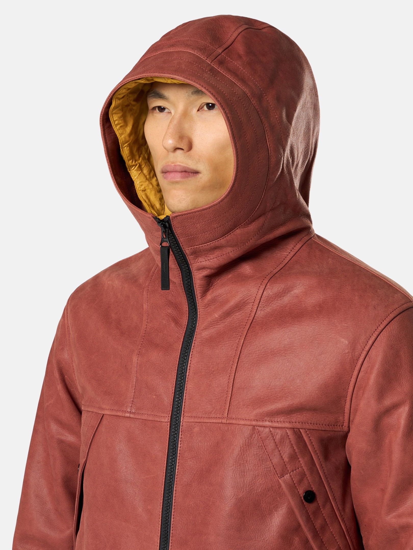 ブリックレッド フード付きジャケット 中綿入りライニング 0100004