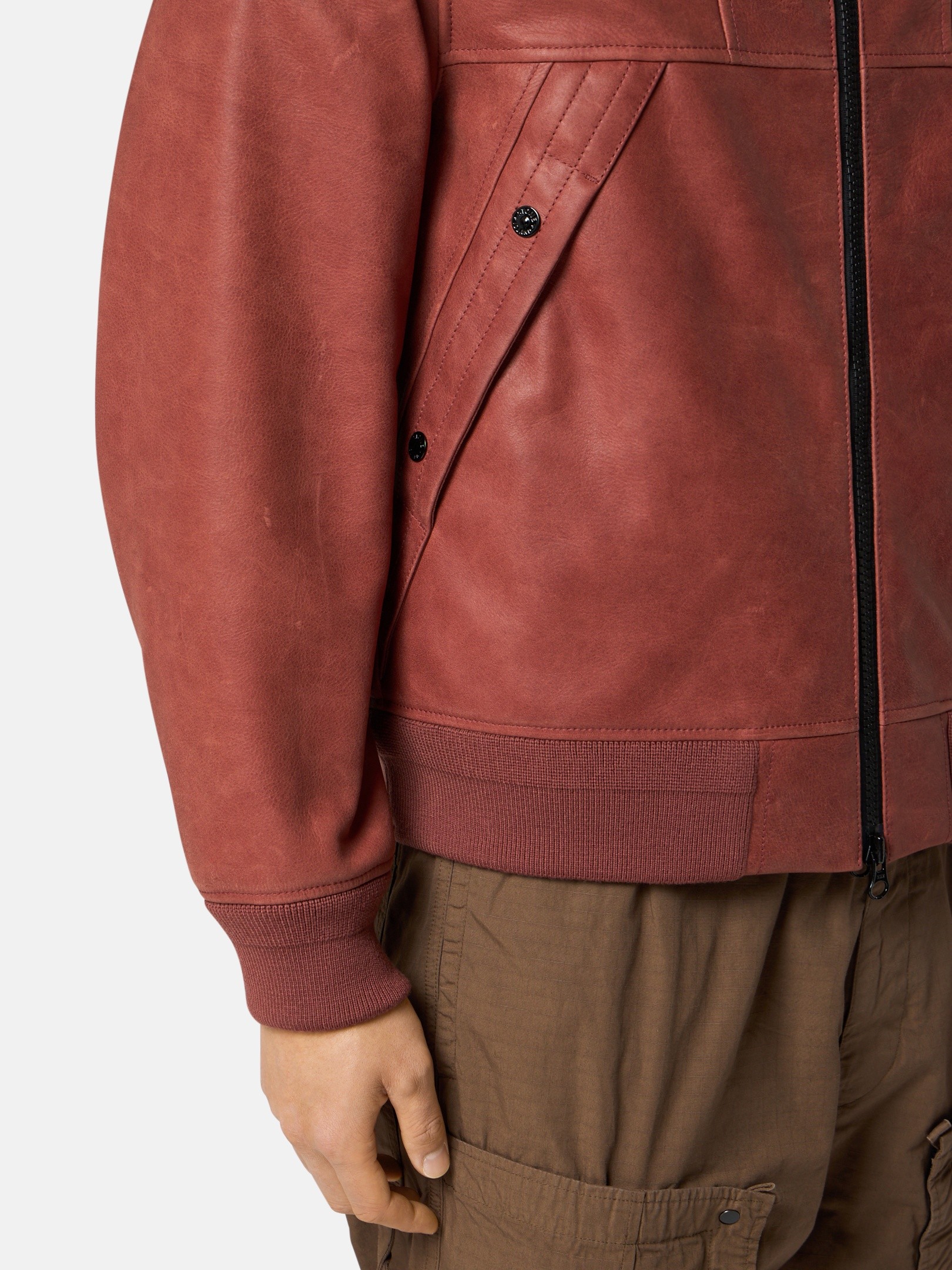 Brick Red Hooded jacket with padded lining 0100004 TEXTURED