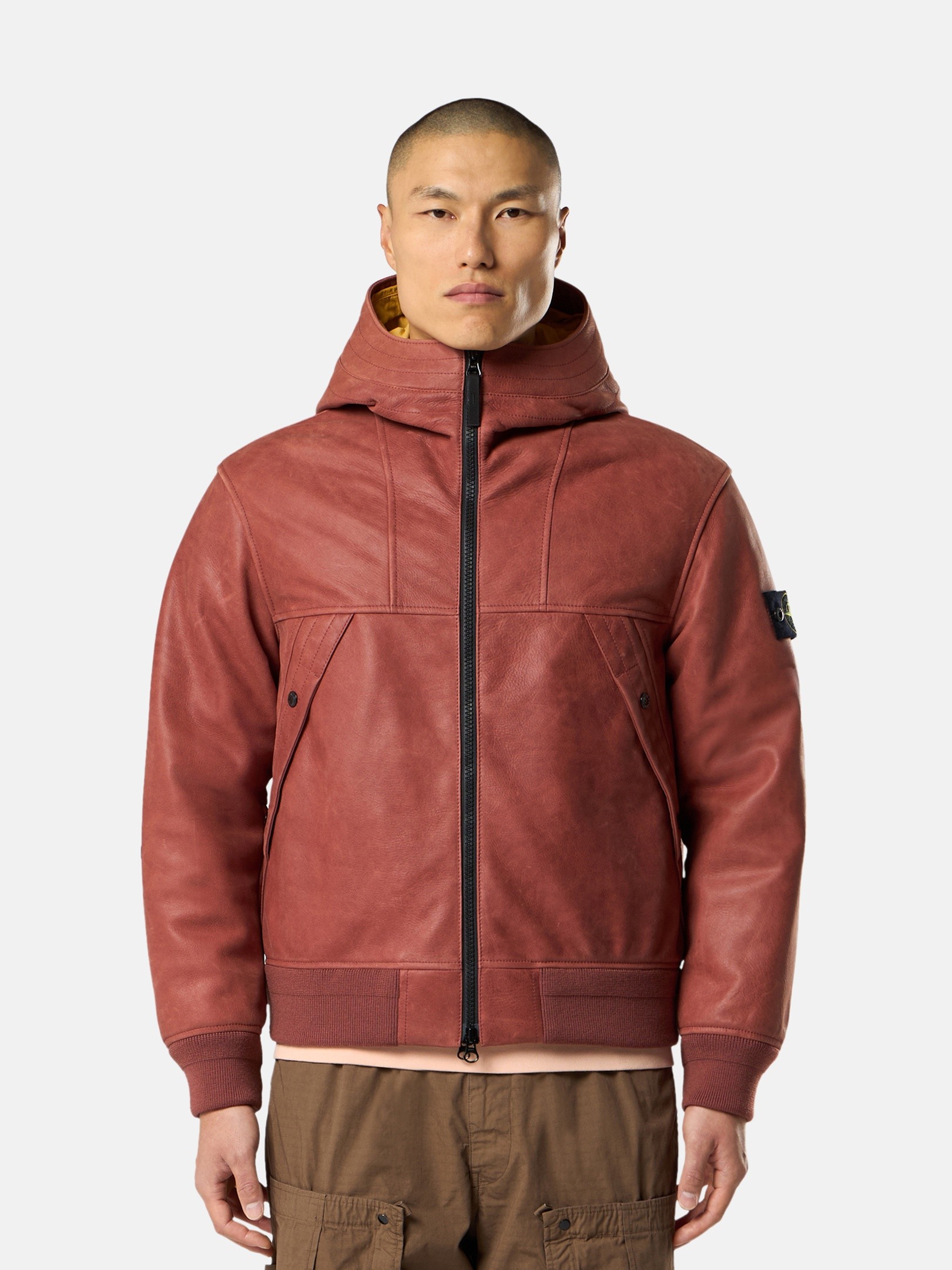 ブリックレッド フード付きジャケット 中綿入りライニング 0100004