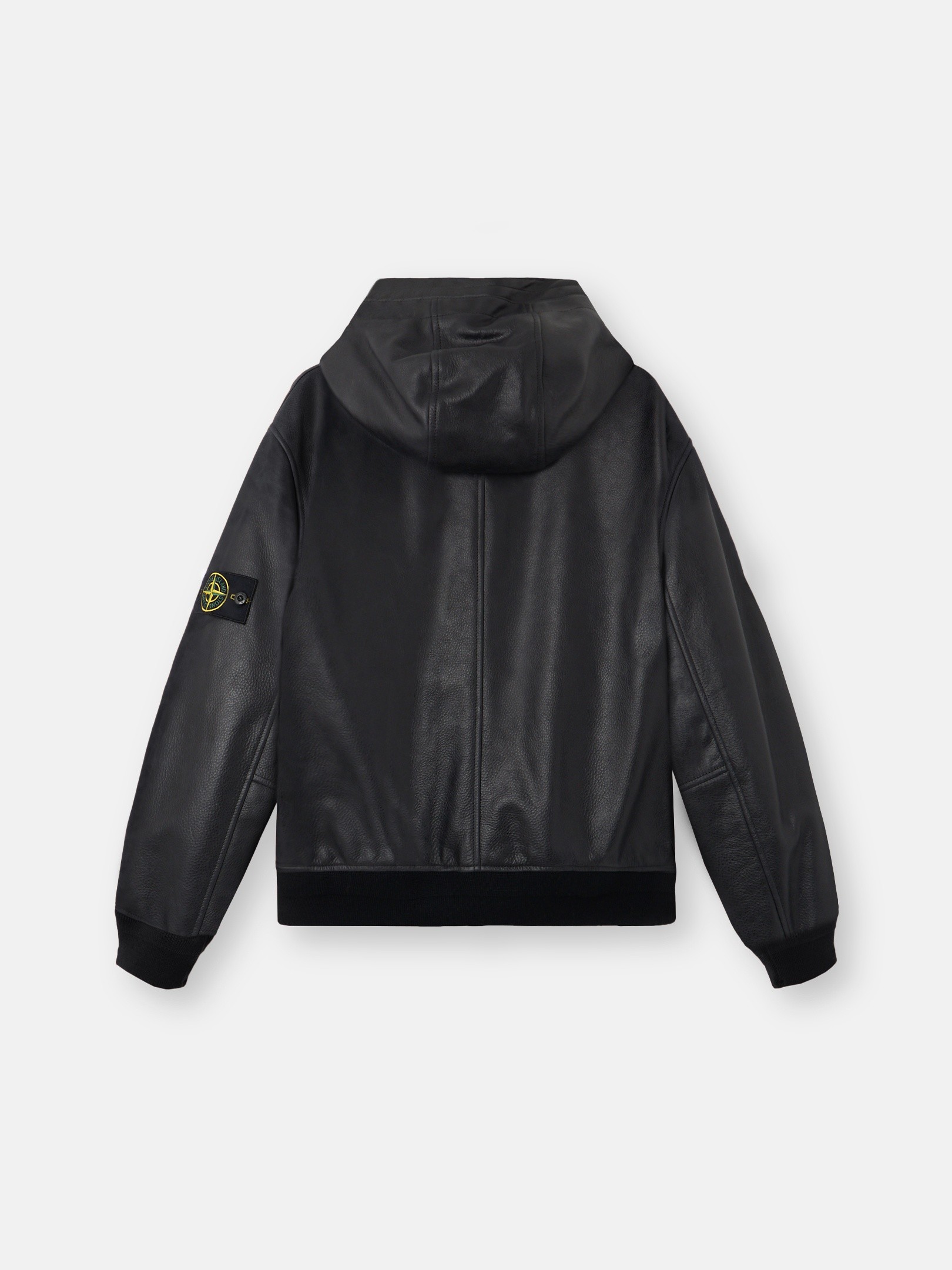 Black Hooded jacket with padded lining 0100004 TEXTURED LEATHER 