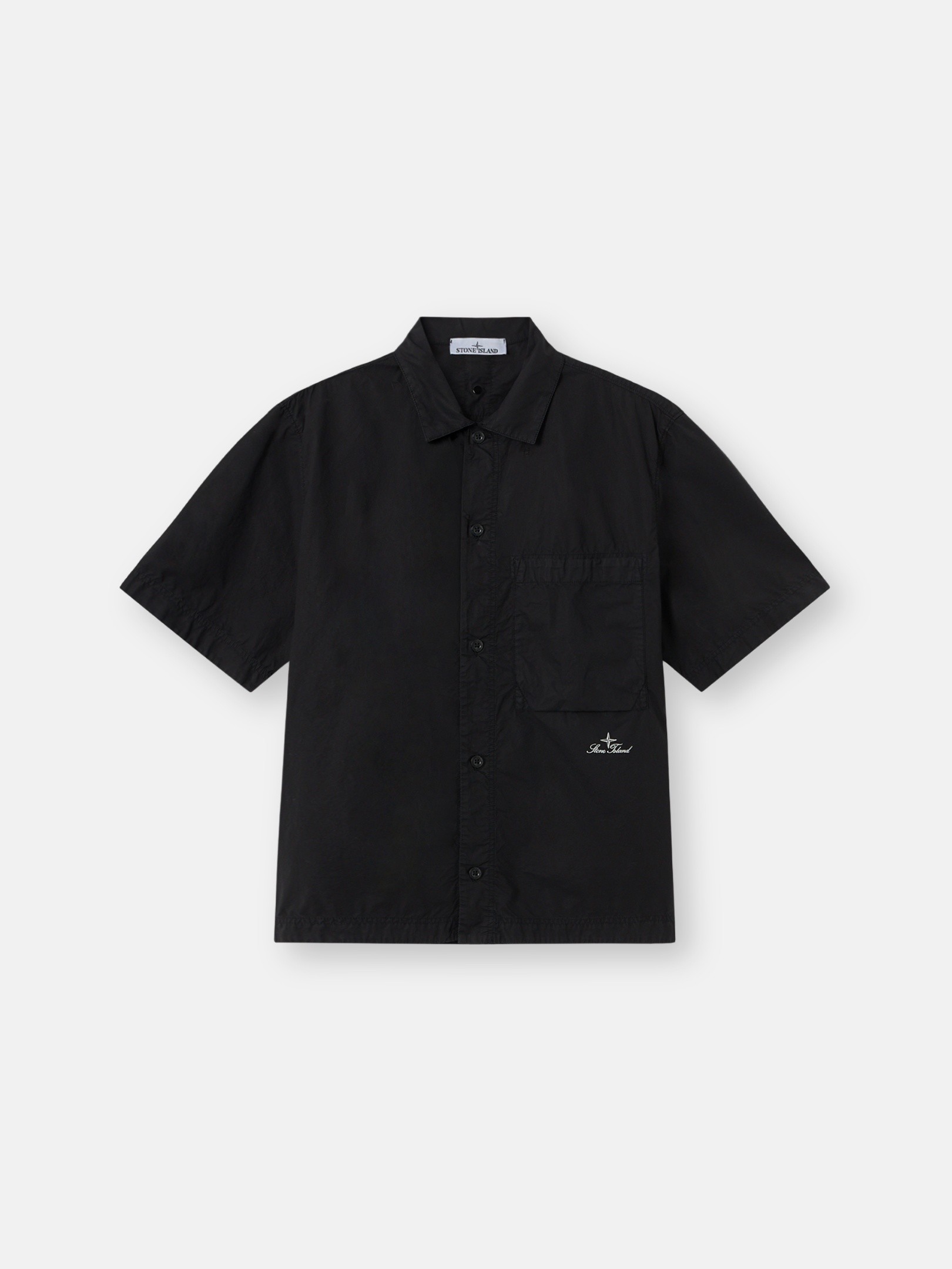 Black Comfort-fit short-sleeve shirt with chest pocket 1100006