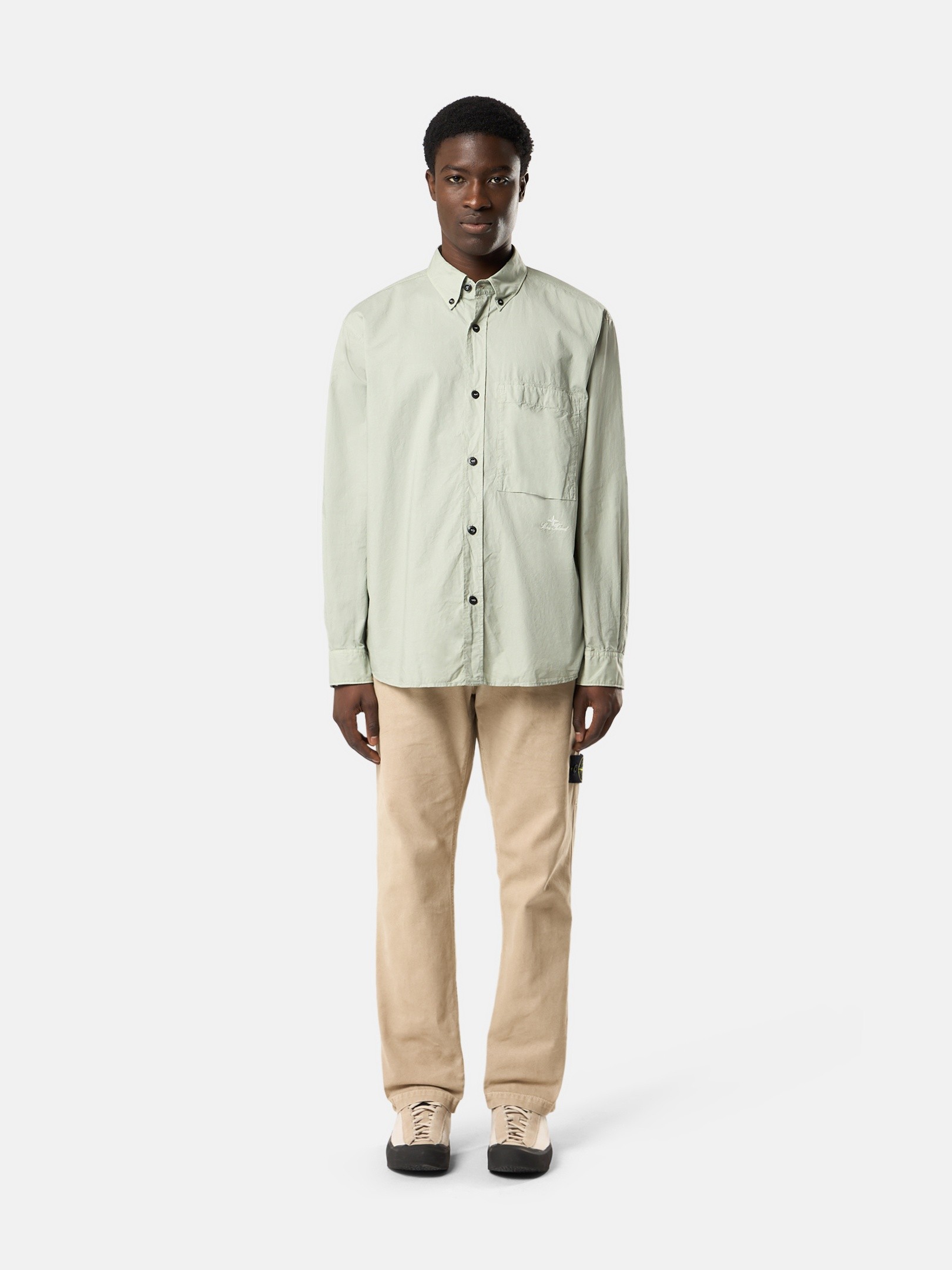 Sage Green Comfort-fit overshirt with chest pocket 1100027 ORGANIC