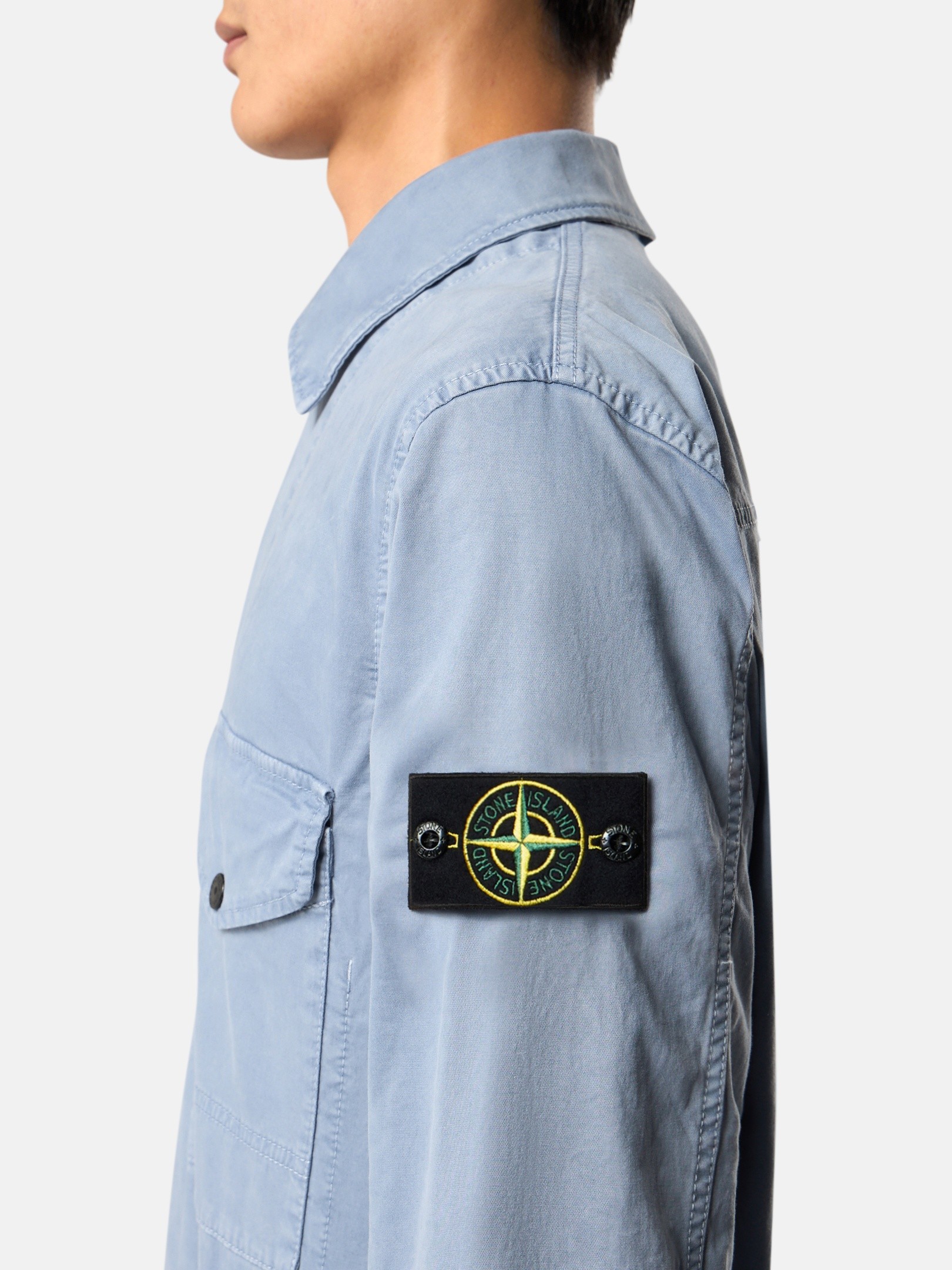Avio Blue Regular-fit zipper-up overshirt with pocket 1200001