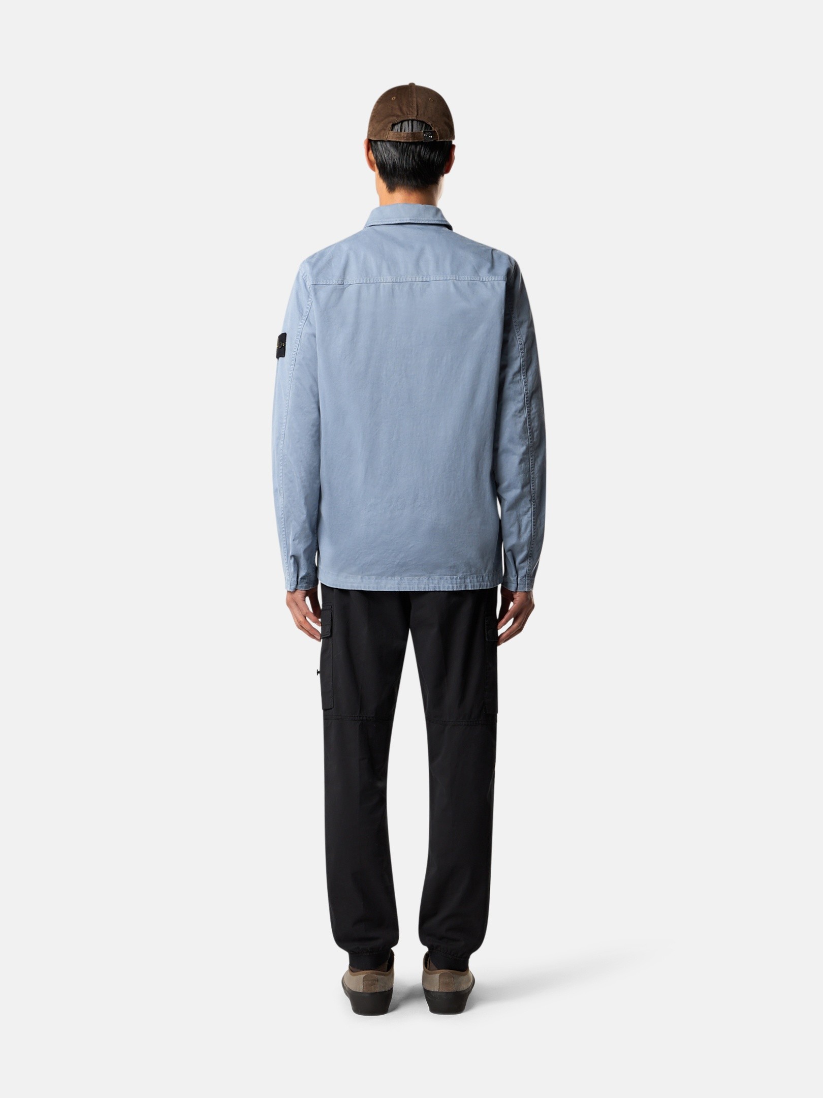 Avio Blue Regular-fit zipper-up overshirt with pocket 1200001