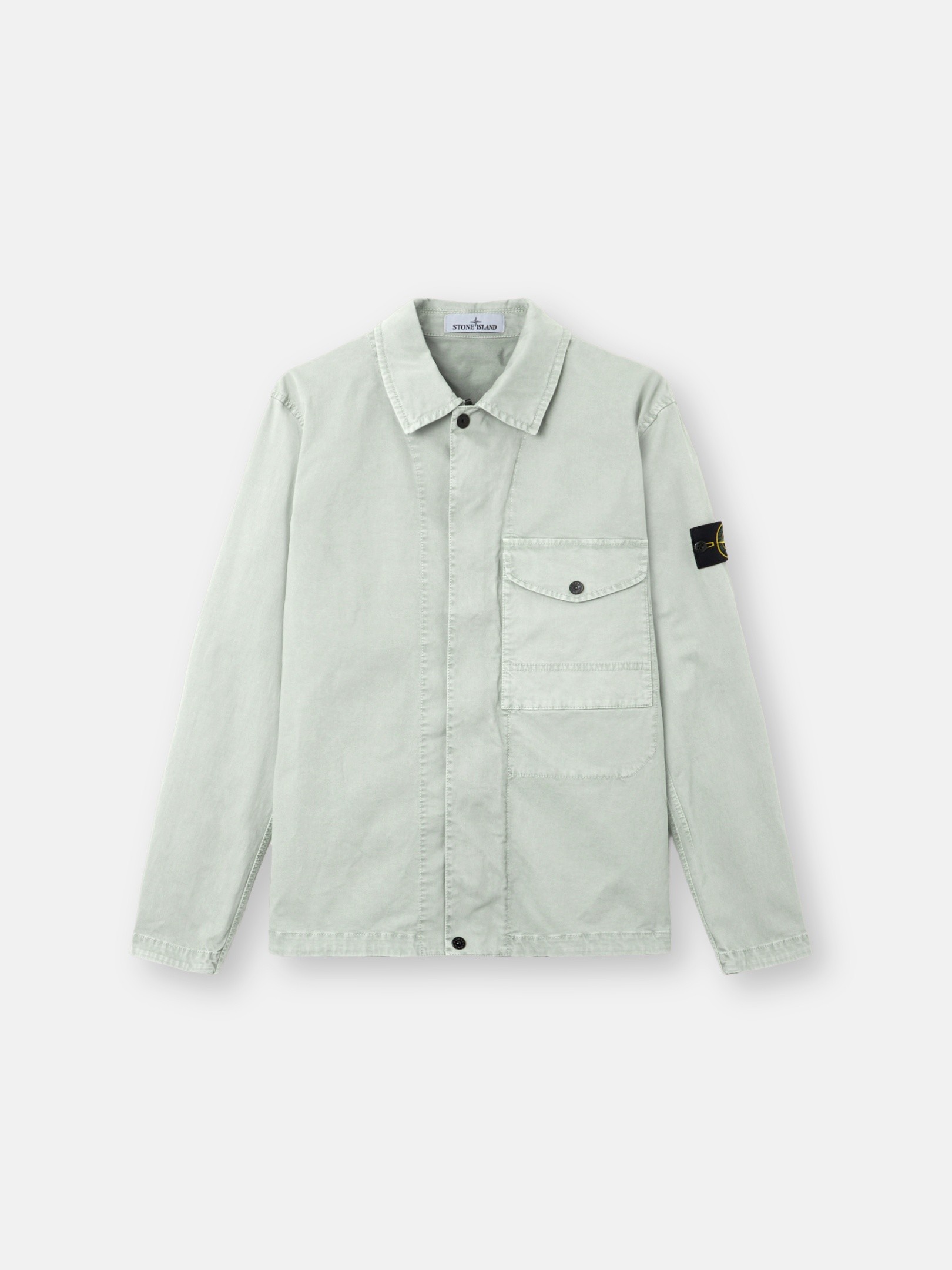 Sage Green Regular-fit zipper-up overshirt with pocket 1200001