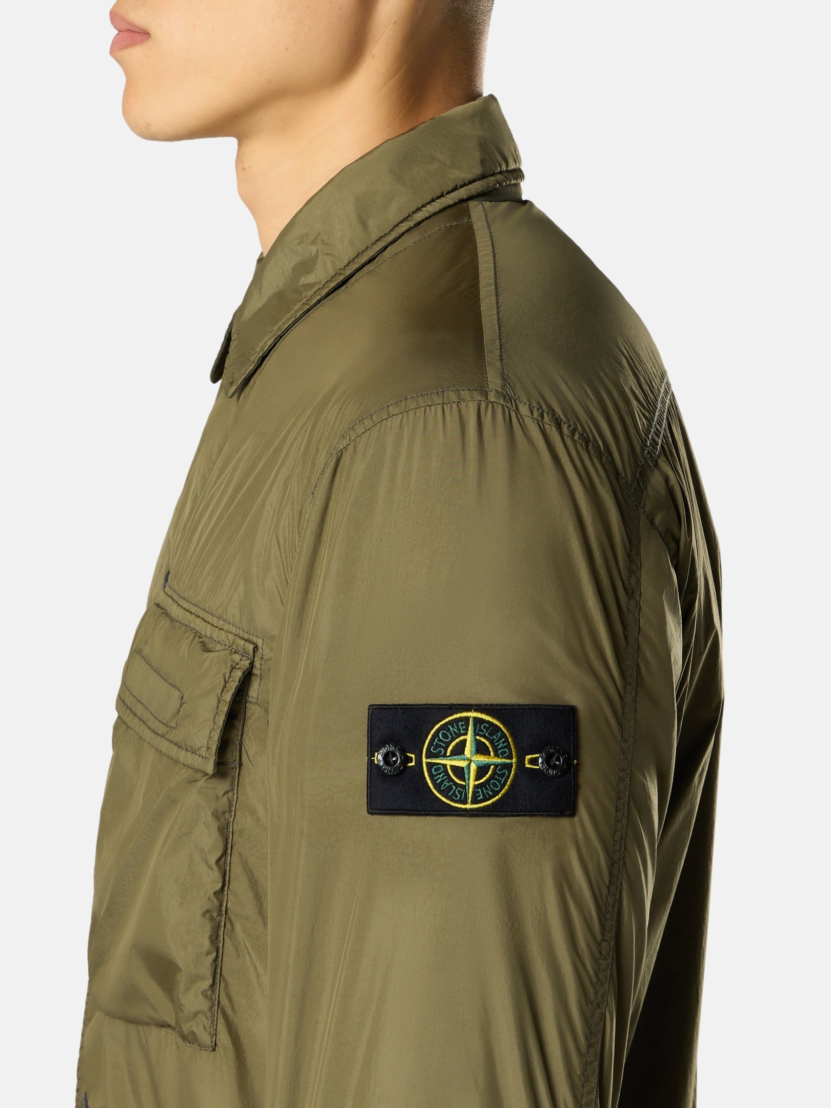 Military Green Regular-fit padded overshirt with pocket 1200002