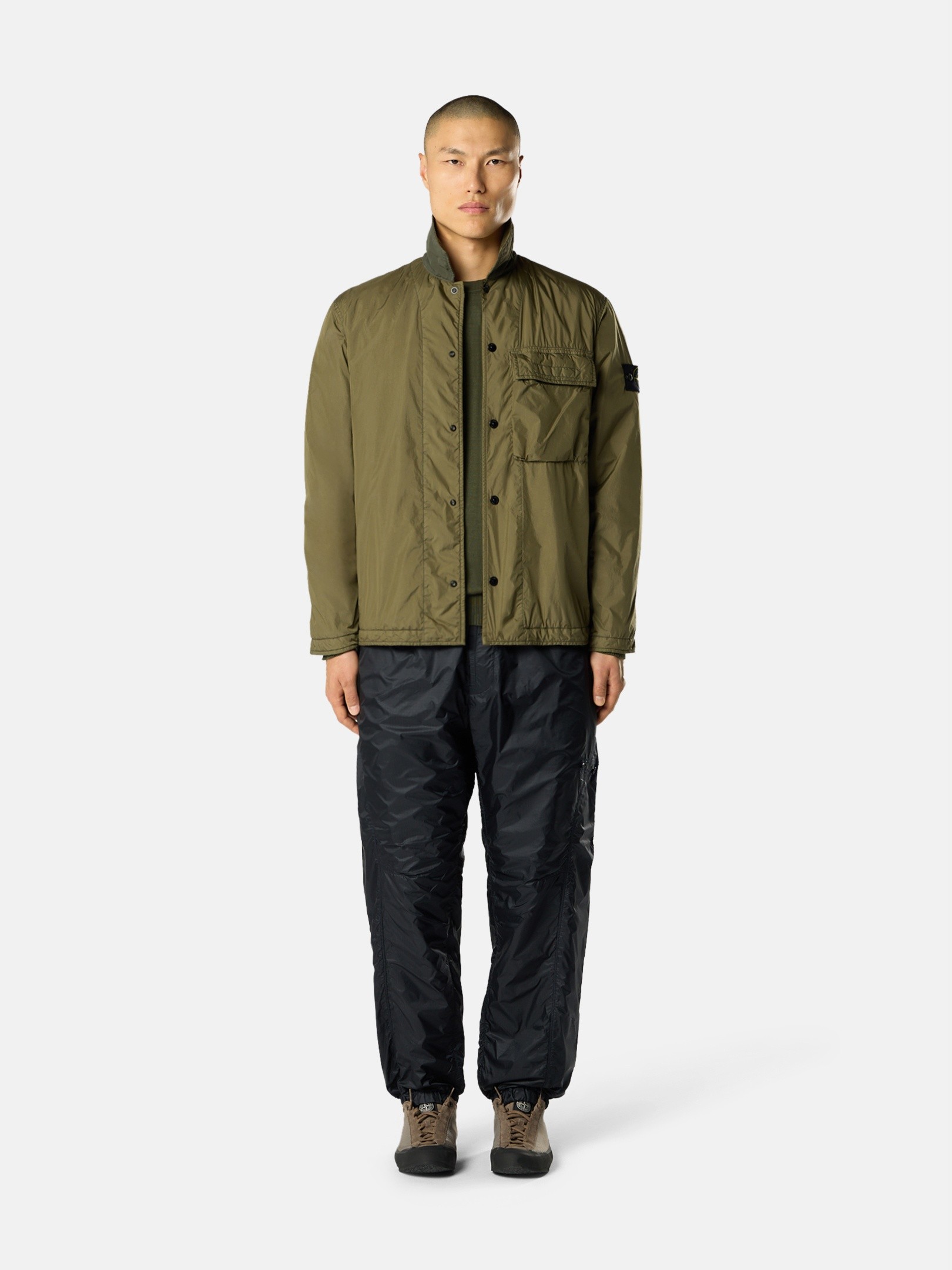 Military Green Regular-fit padded overshirt with pocket 1200002