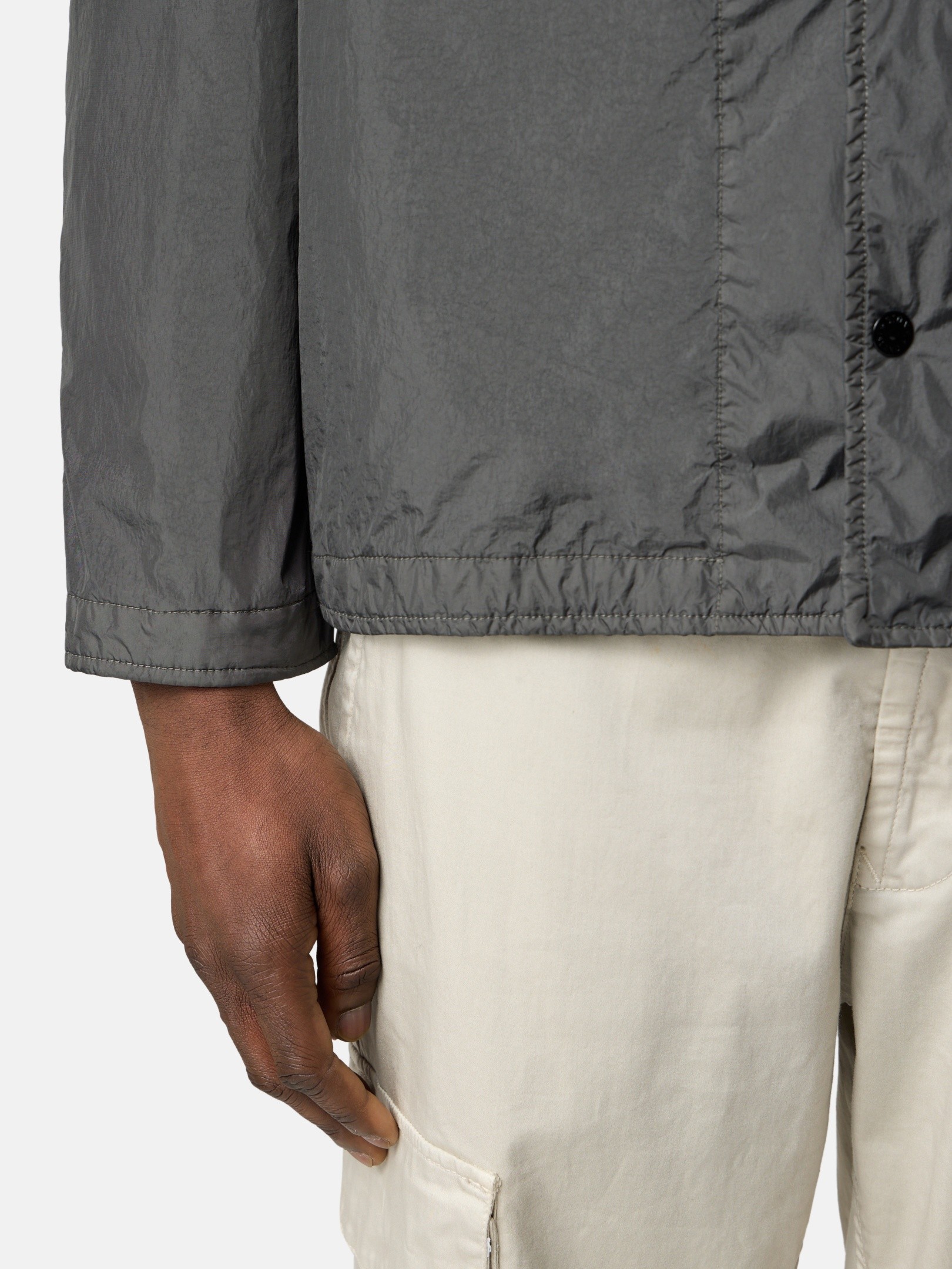 Charcoal Grey Regular-fit padded overshirt with pocket 1200002