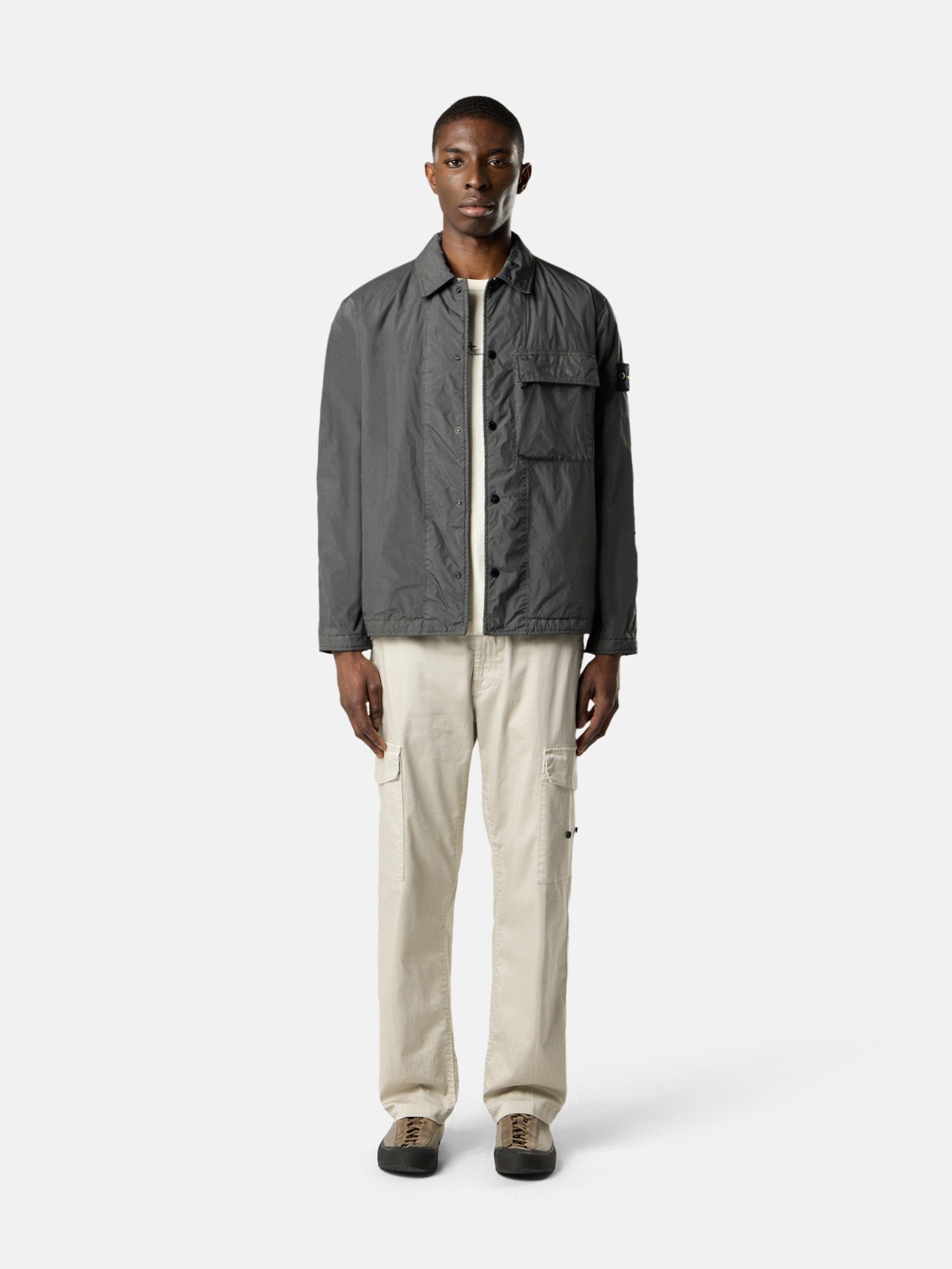 Charcoal Grey Regular-fit padded overshirt with pocket 1200002