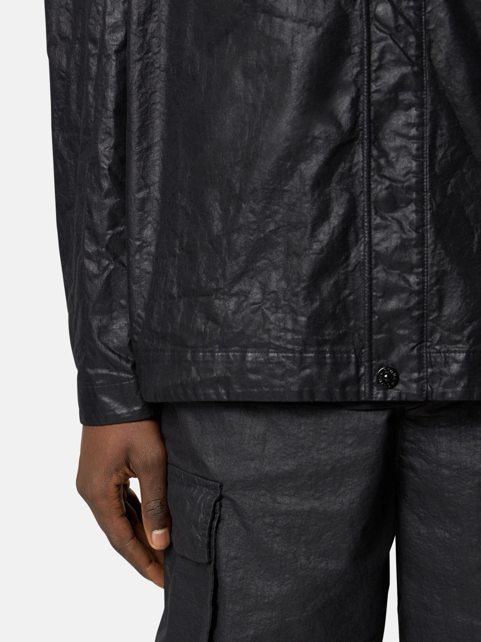 Black Comfort-fit overshirt with pocket 1200003 ORGANIC-LOOK NYLON Black Comfort-fit overshirt with pocket 1200003 ORGANIC-LOOK NYLON