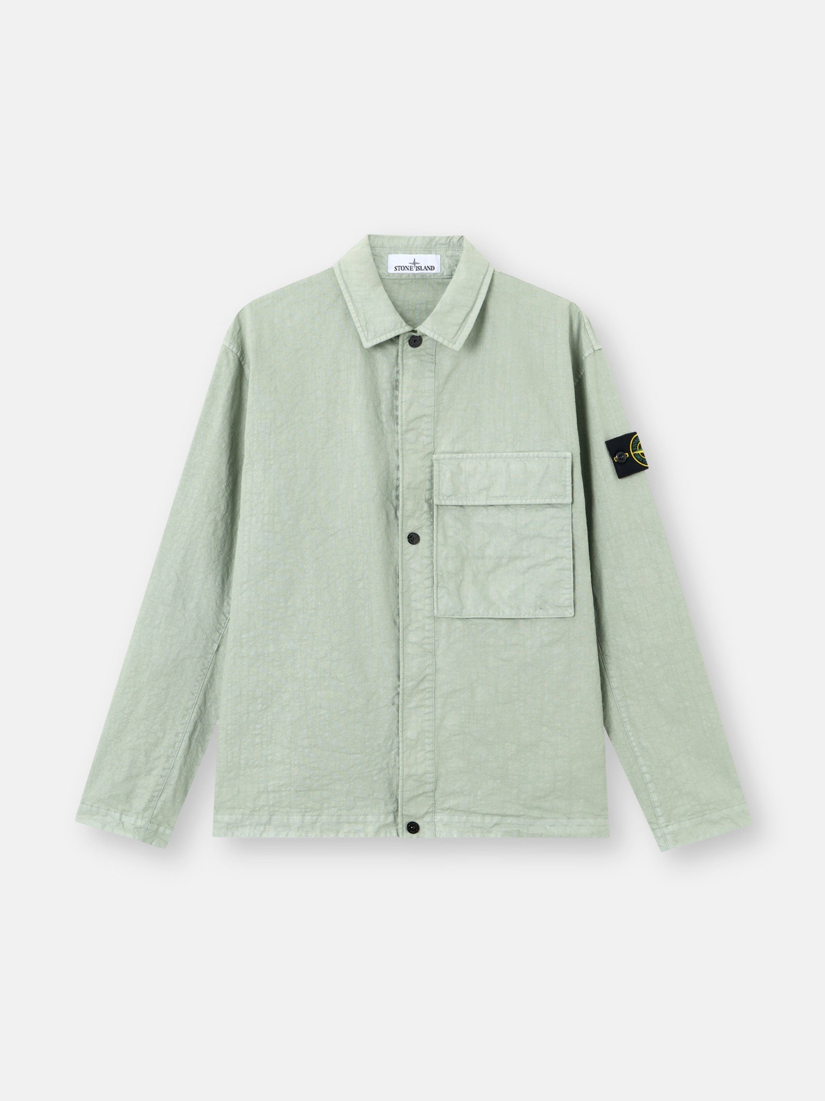 Sage Green Comfort-fit overshirt with pocket 1200003 ORGANIC-LOOK