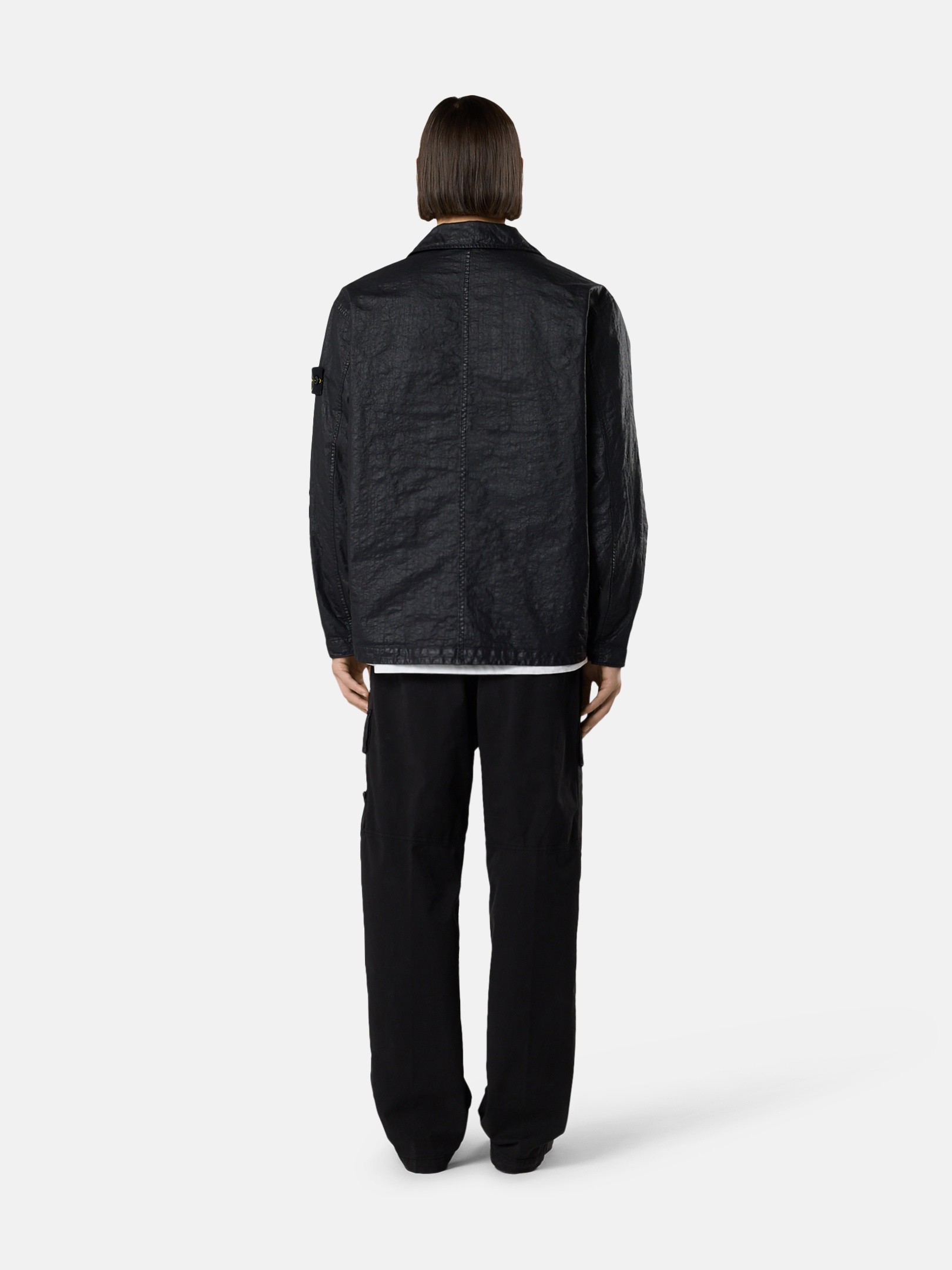 Black Loose-fit half-zip overshirt with pocket 1200004 ORGANIC