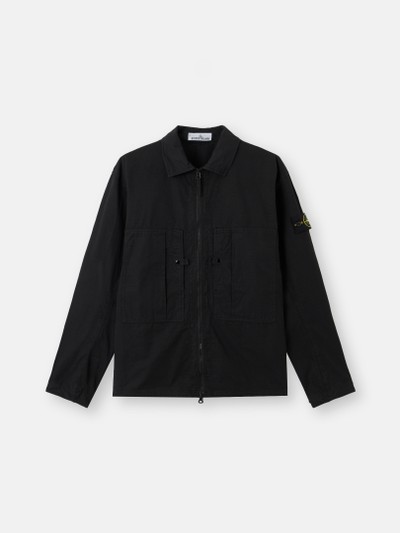 Black Comfort-fit zip-up overshirt with pockets 1200005 MERCERISED