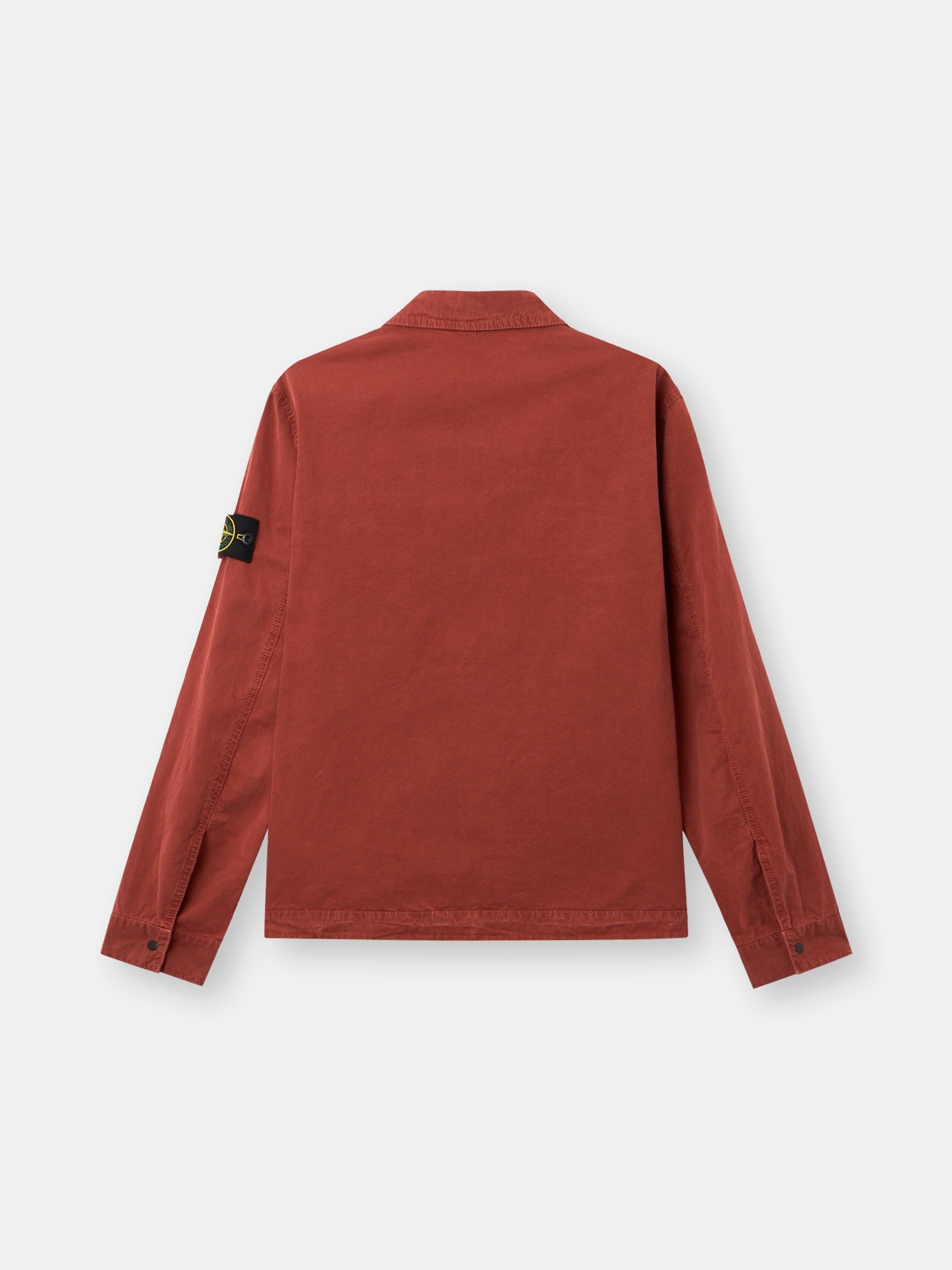 Brick Red Regular-fit zipper-up overshirt with pocket 1200008