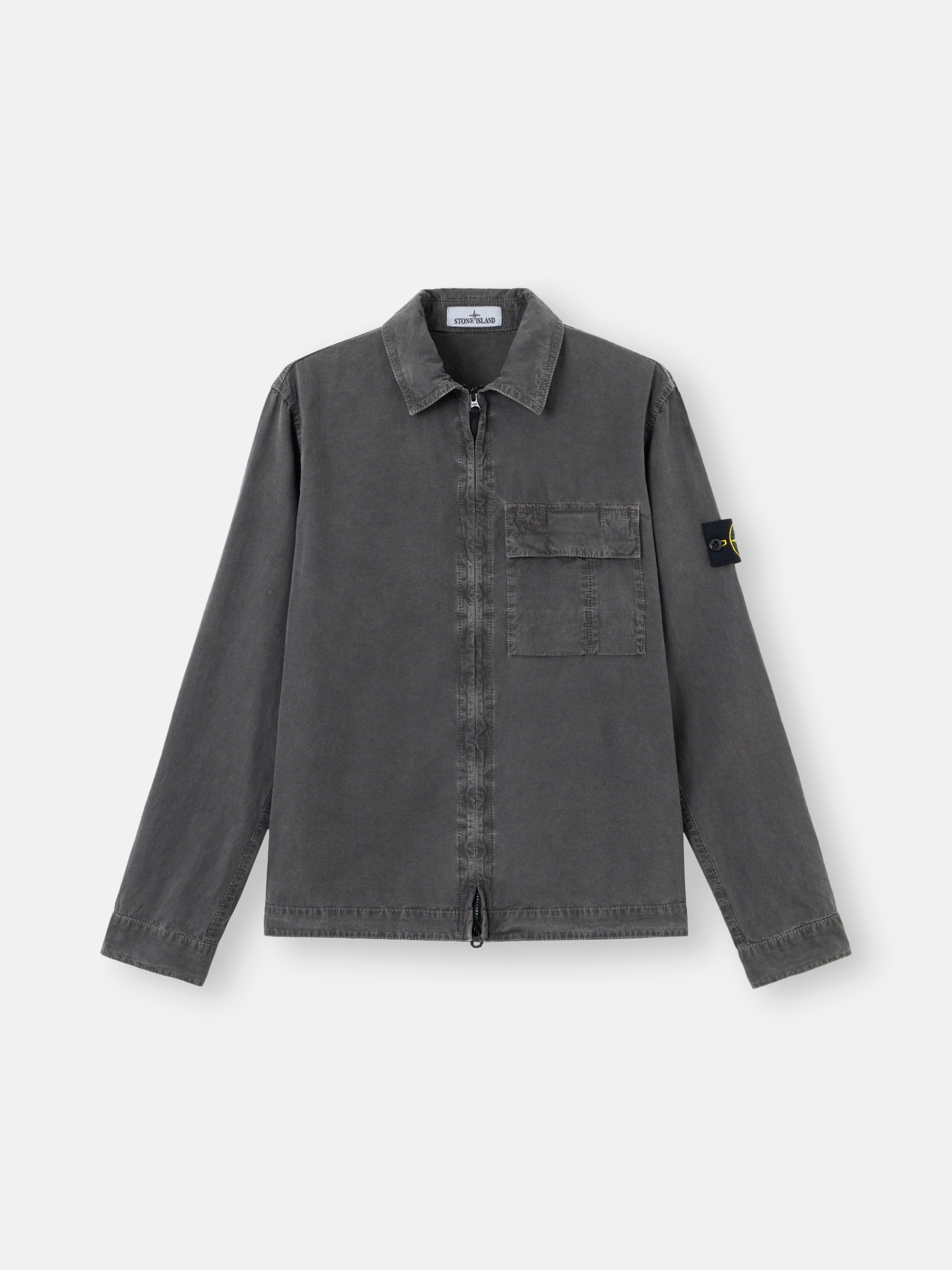 Charcoal Grey Regular-fit zip-up overshirt with pocket 1200008