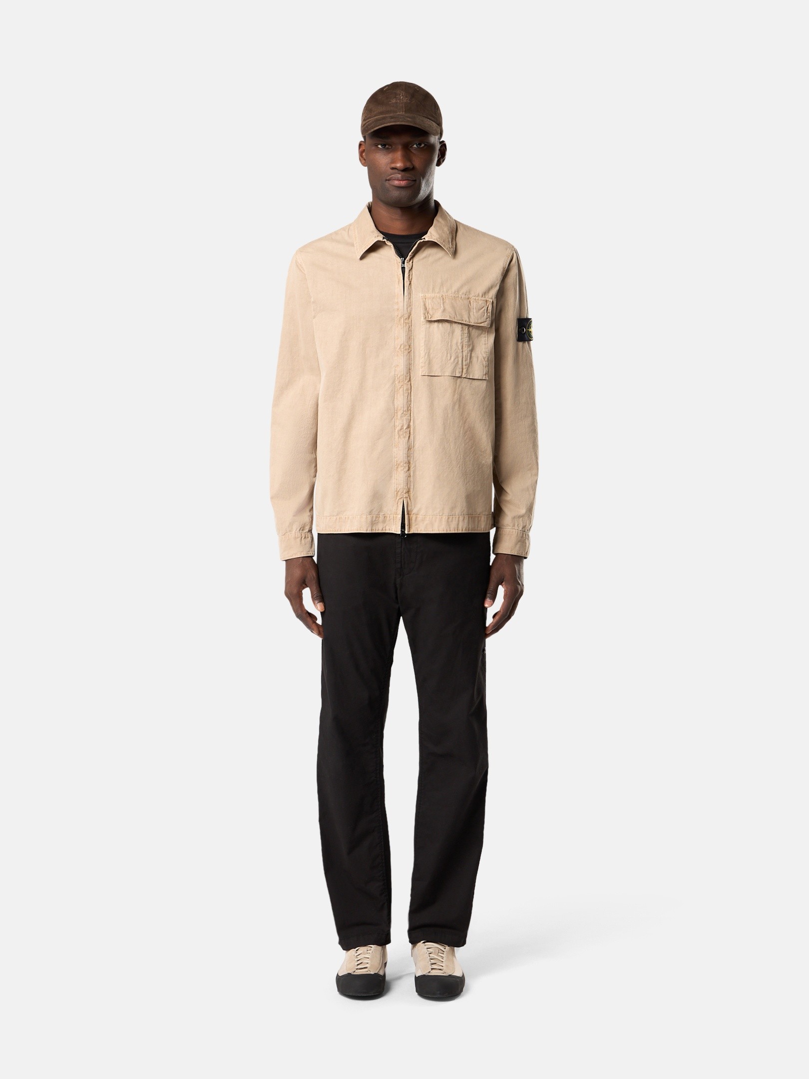 Desert Regular-fit zipper-up overshirt with pocket 1200008 BRUSHED