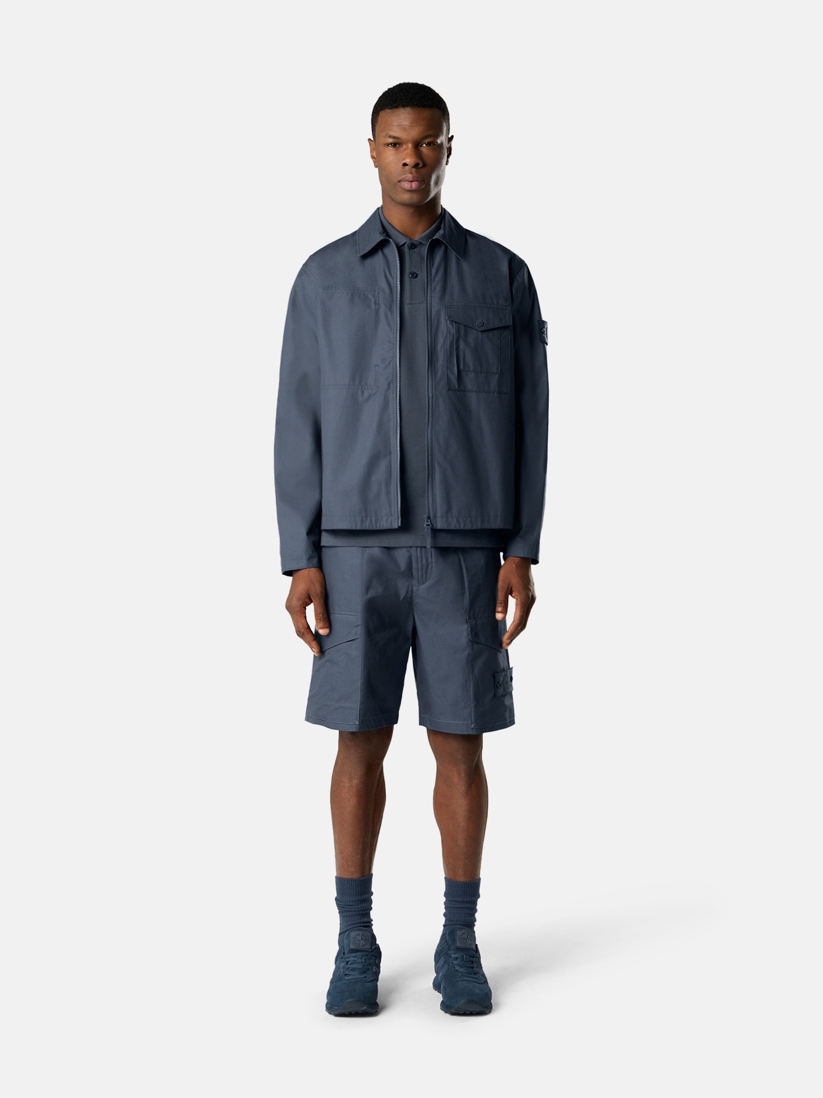 Slate Blue Windproof and breathable regular-fit overshirt 1200011