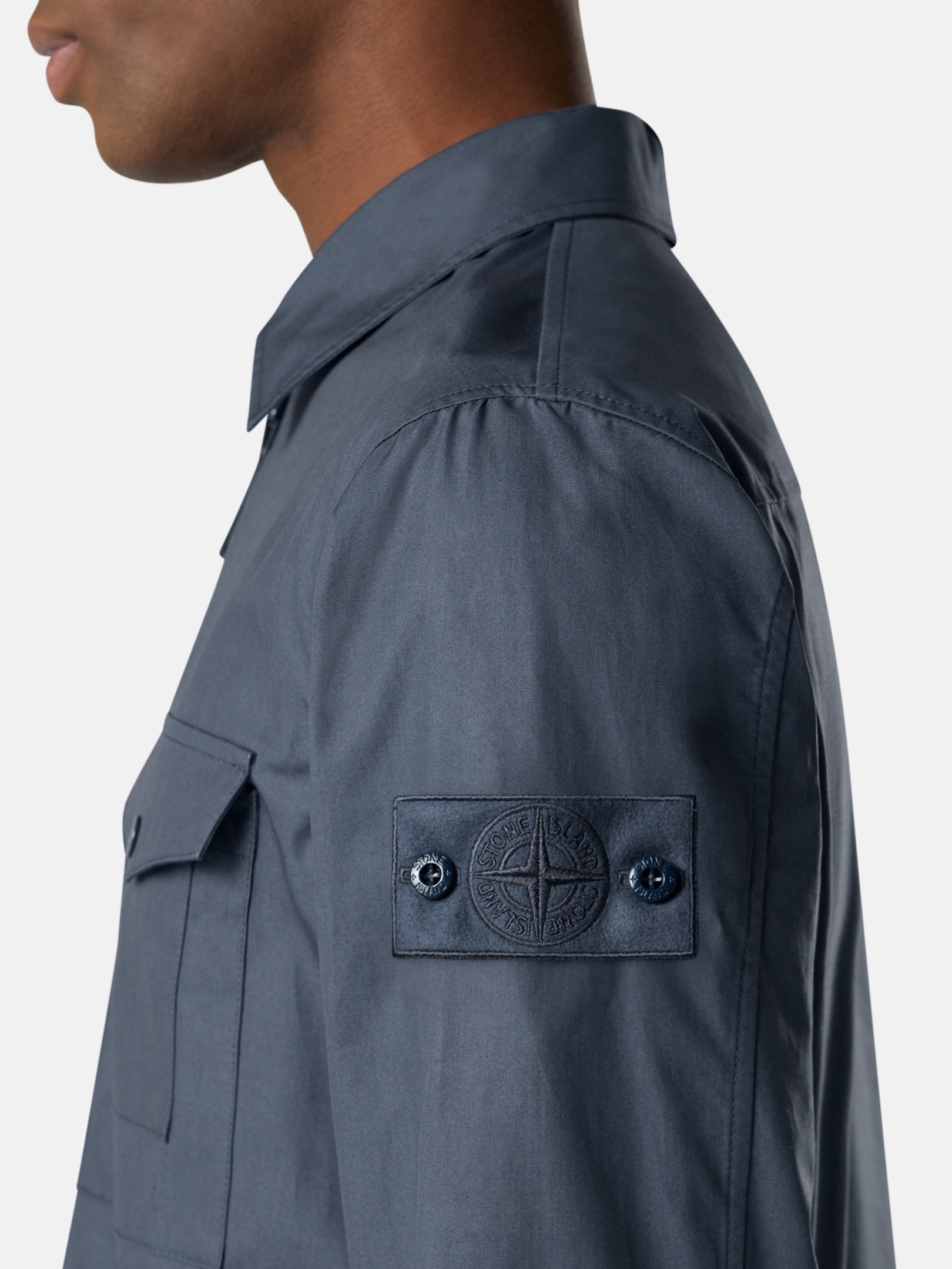 Slate Blue Windproof and breathable regular-fit overshirt 1200011