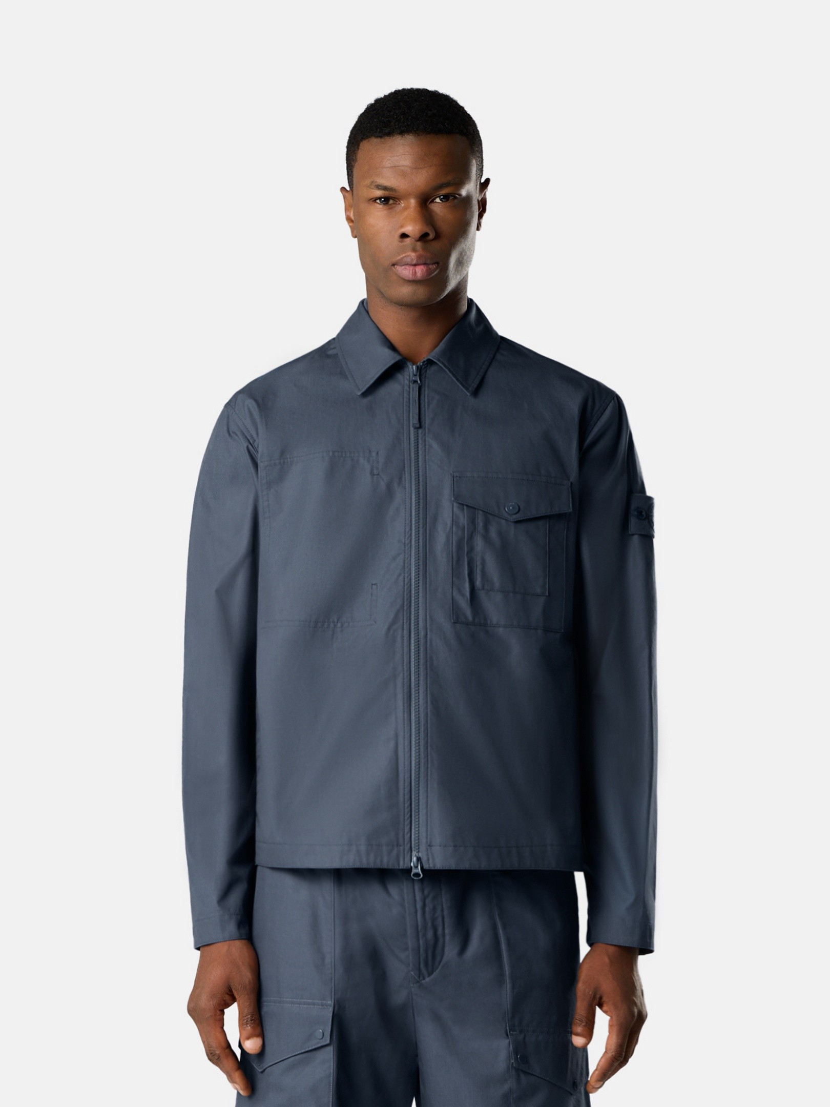 Slate Blue Windproof and breathable regular-fit overshirt 1200011