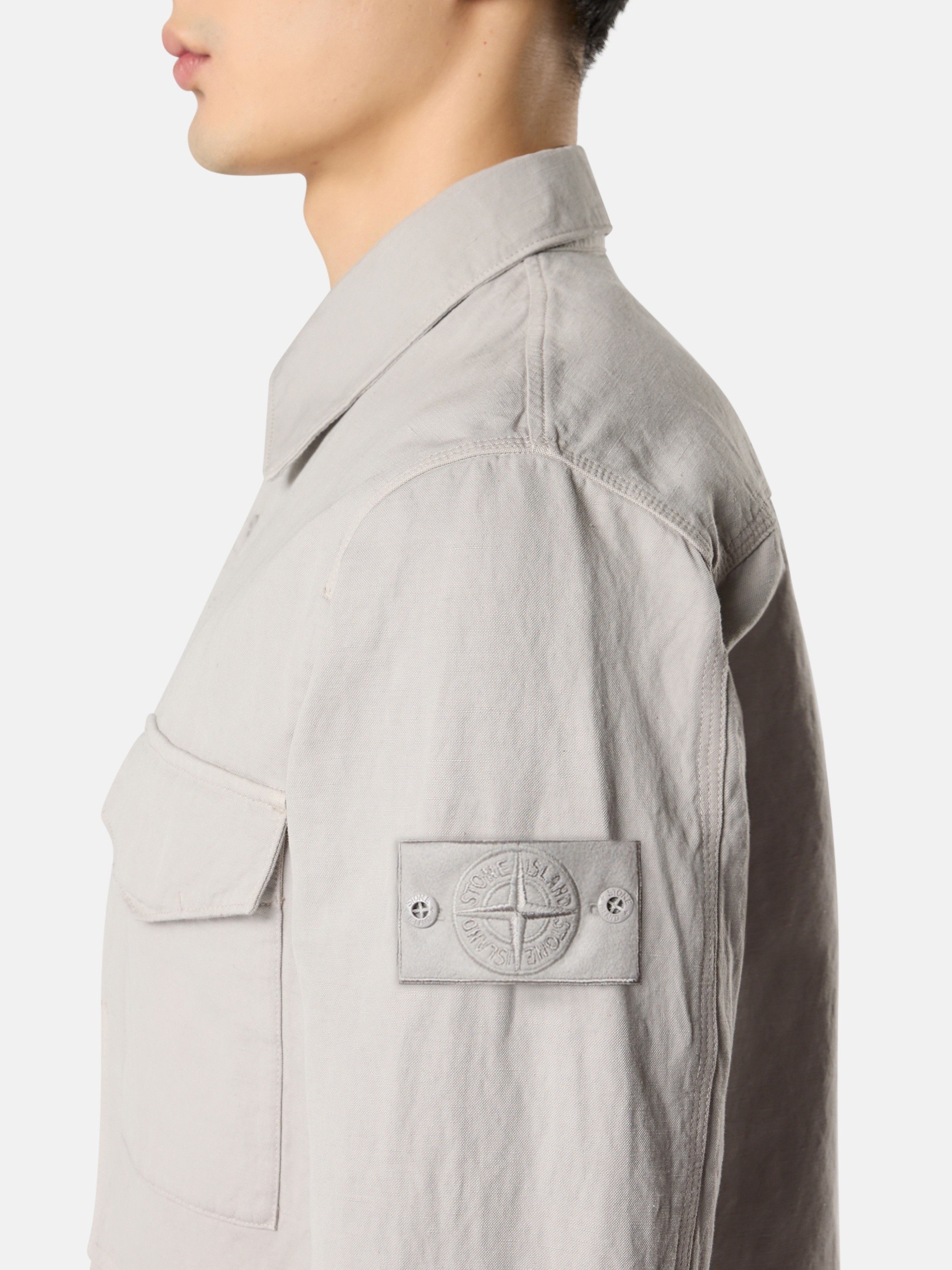 Dust Grey Regular-fit overshirt with button fastening 1200012