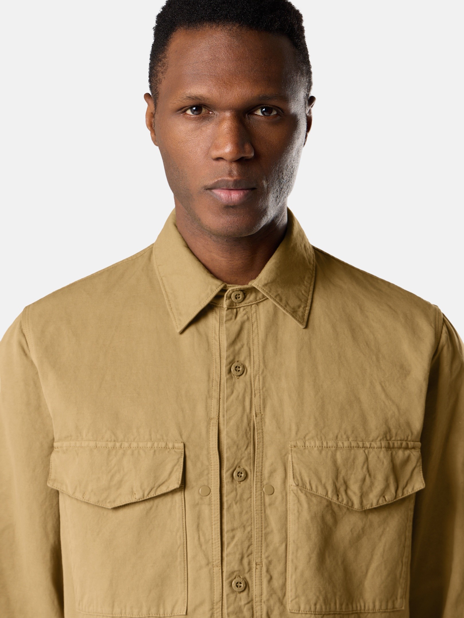Dark Beige Regular-fit overshirt with button fastening 1200012 