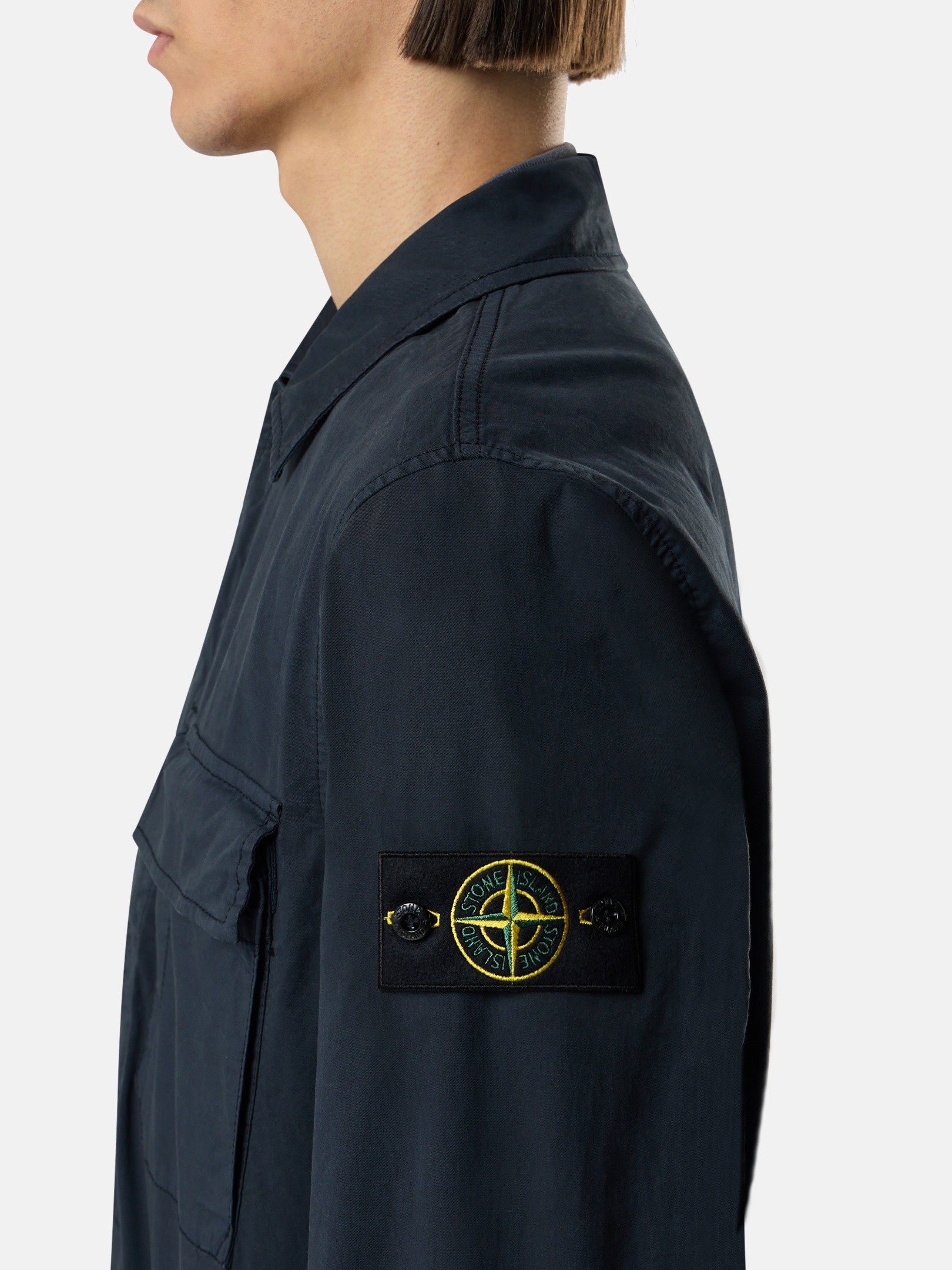 Navy Blue Regular-fit overshirt with concealed zip 1200013 STRETCH